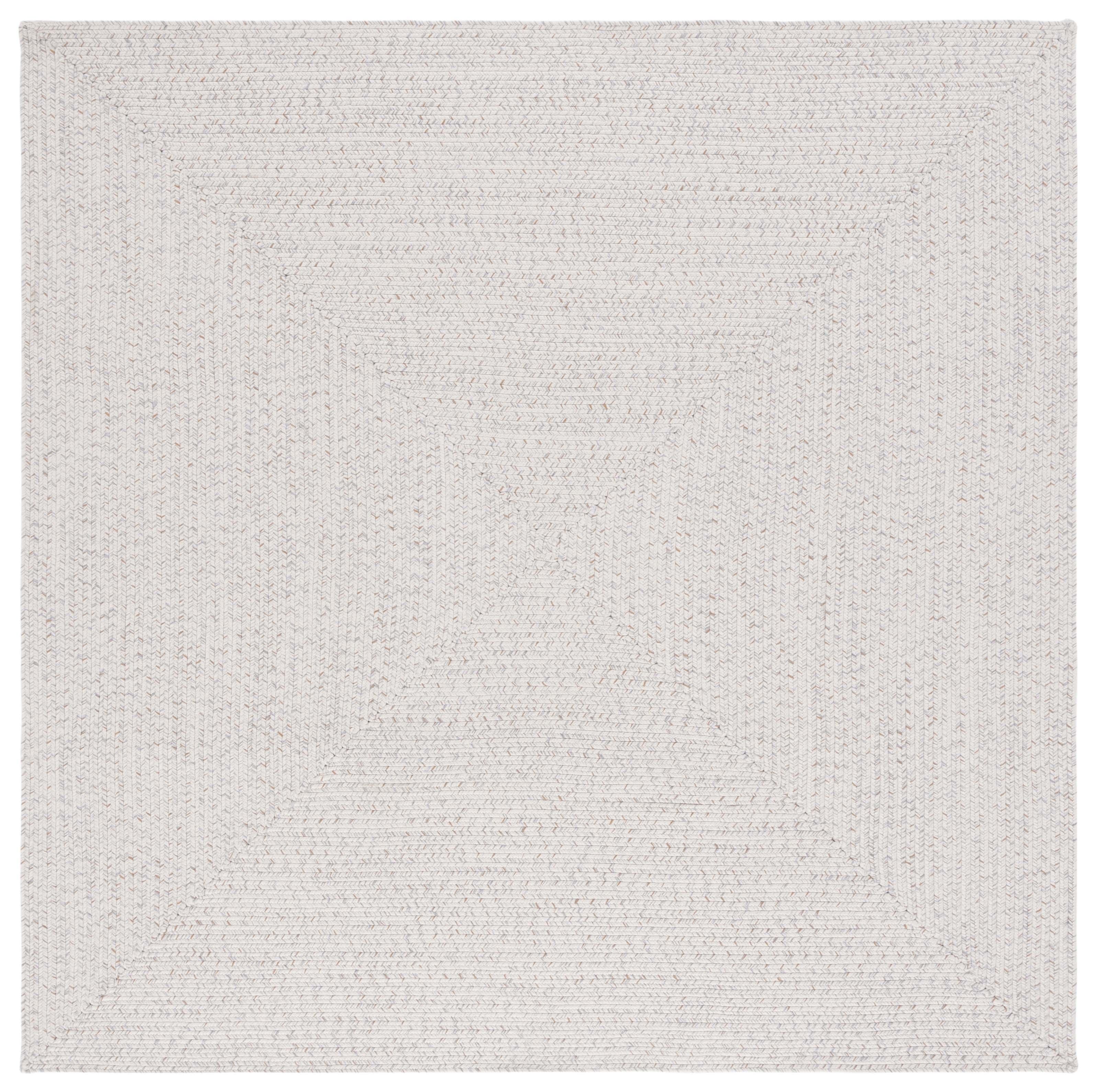 SAFAVIEH Braided Gino Distressed Machine Washable Reversible Area Rug, Ivory/Light Grey, 4' x 4' Square
