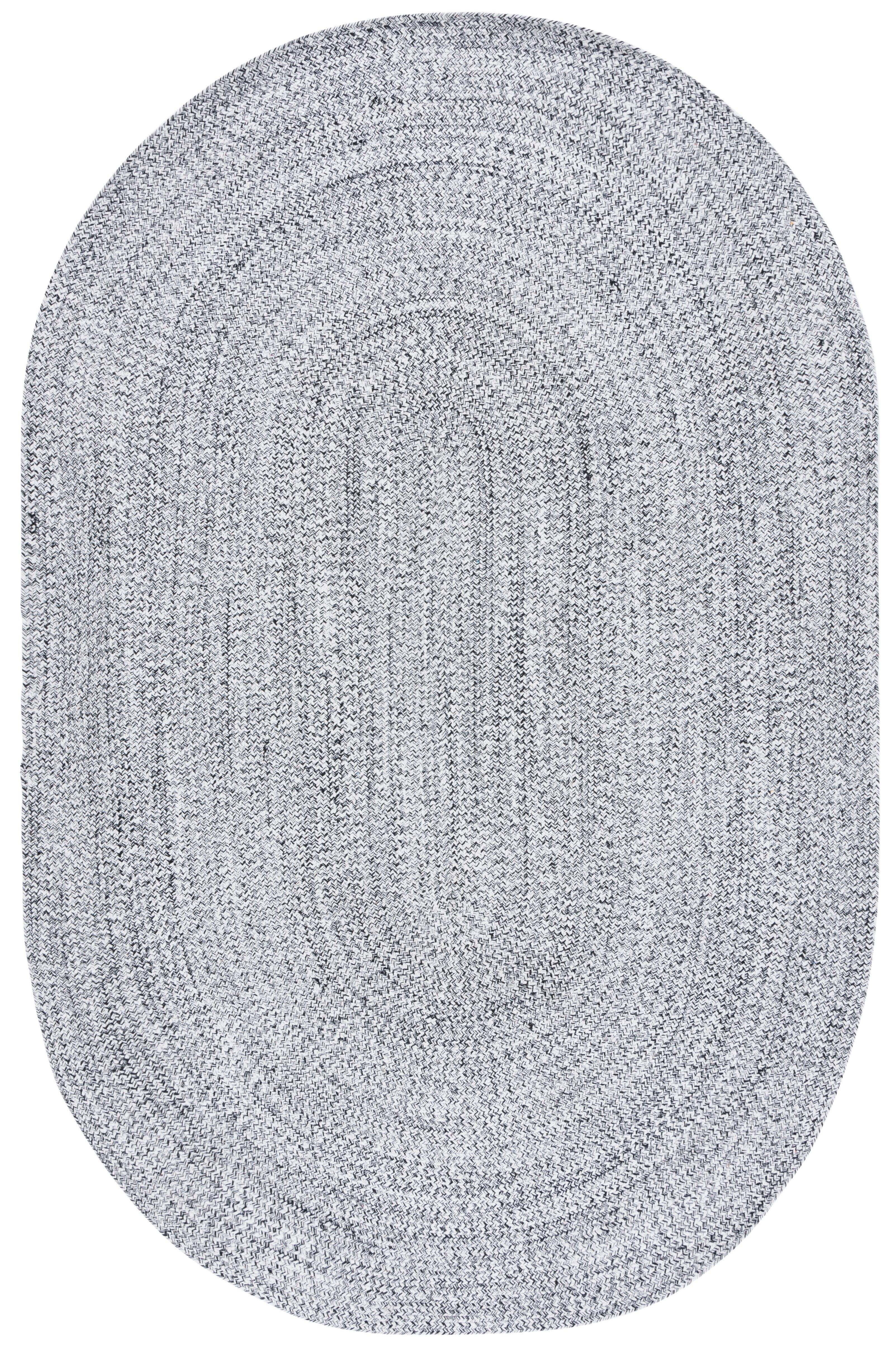 Braided BRD256 Hand Woven Indoor Accent Rug - Ivory/Black - 3'x5' Oval - Safavieh