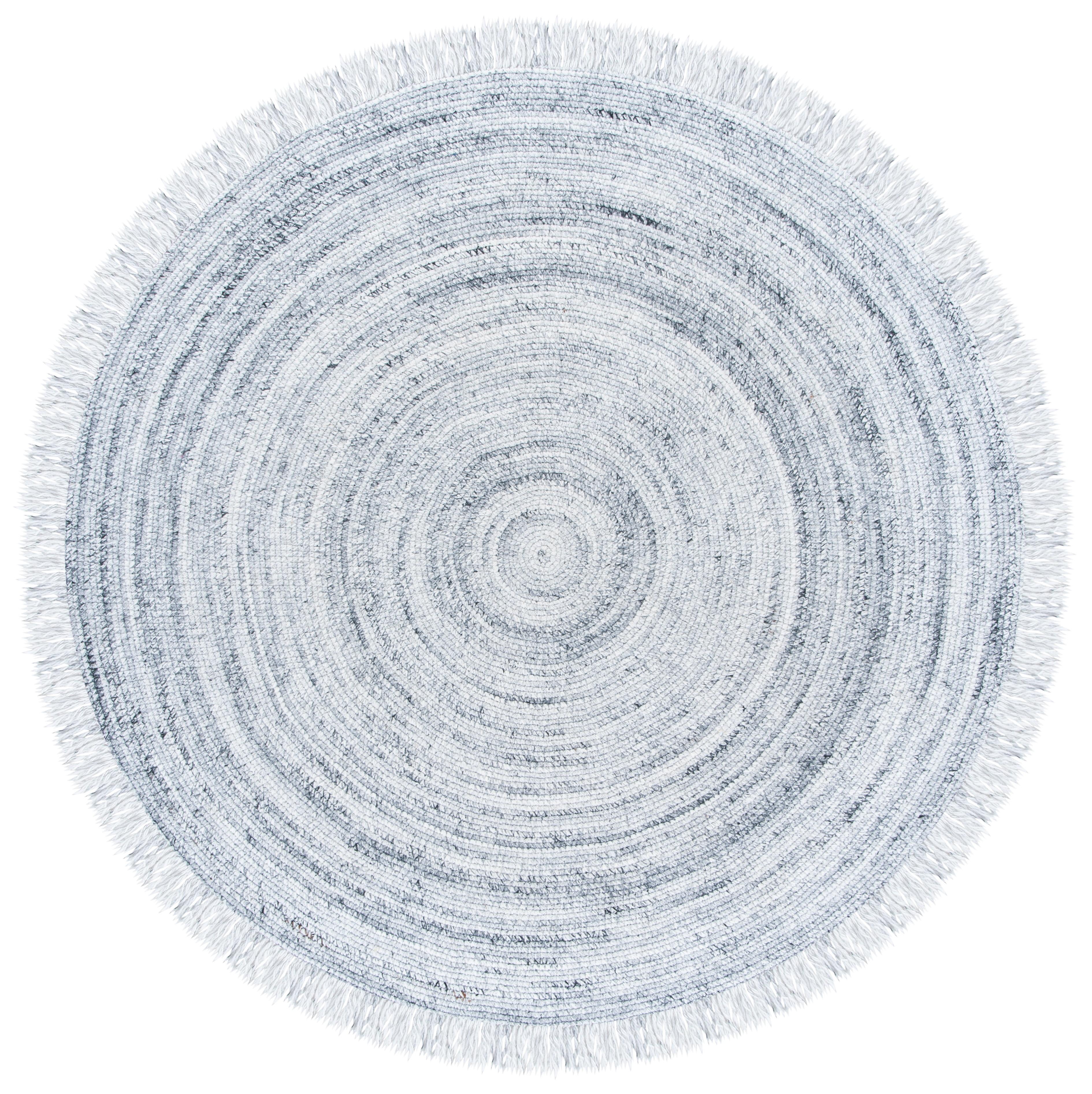 Light Grey Round Braided Reversible Synthetic Area Rug