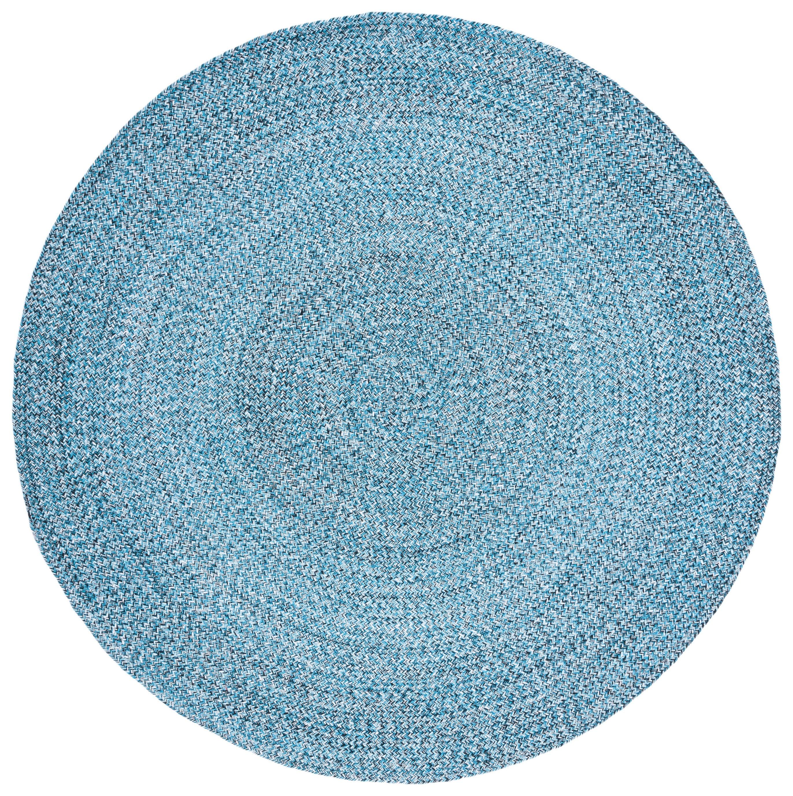 Coastal Charm Braided Blue & Black Wool-Cotton Blend 6' Round Area Rug