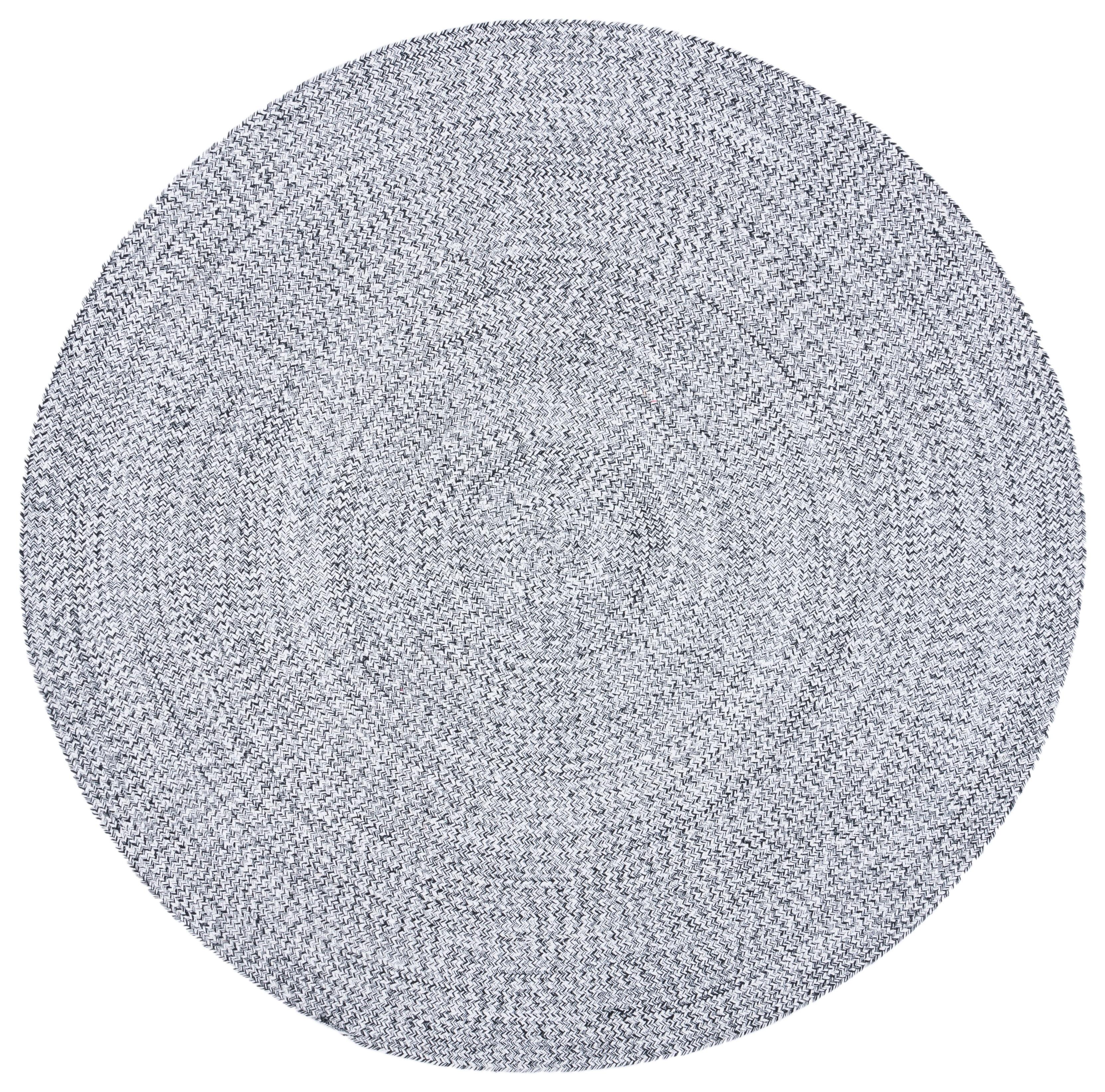 Handwoven Ivory & Black Cotton Braided 5' Round Rug