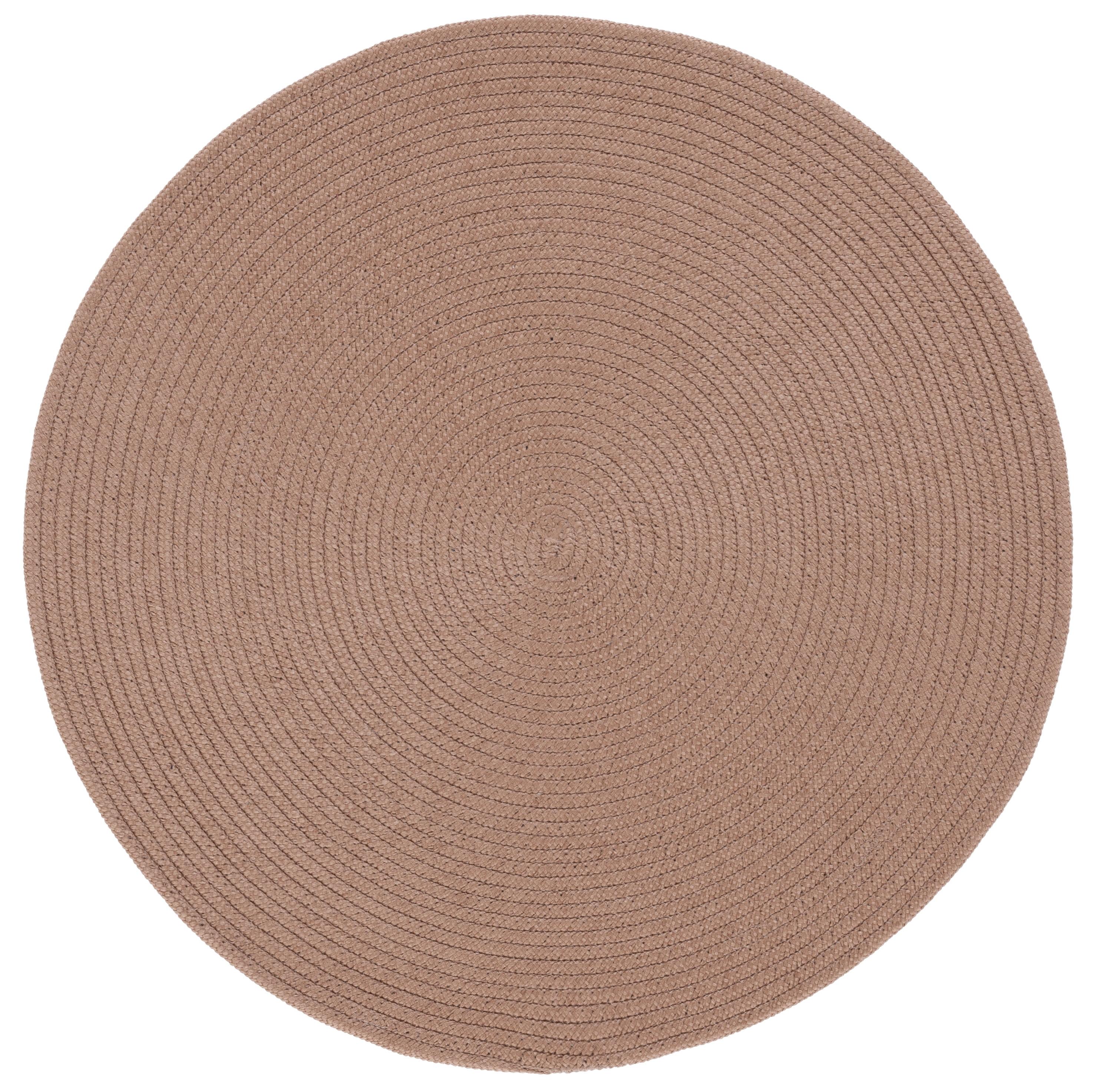 Coastal Charm Handwoven Gray Synthetic 3' Round Braided Rug