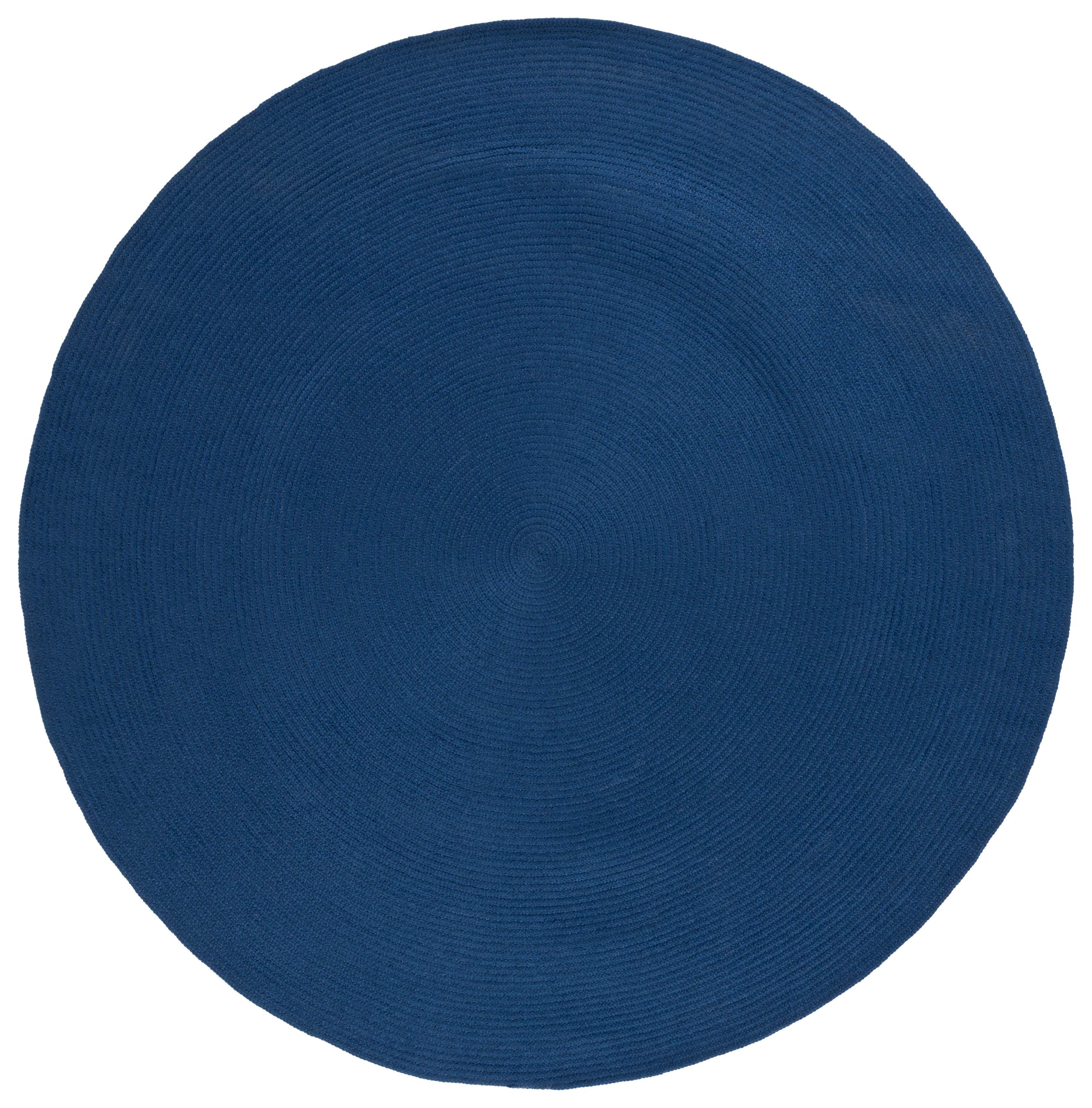 Braided BRD402 Hand Woven Area Rug - Dark Blue - 5' round - Safavieh.