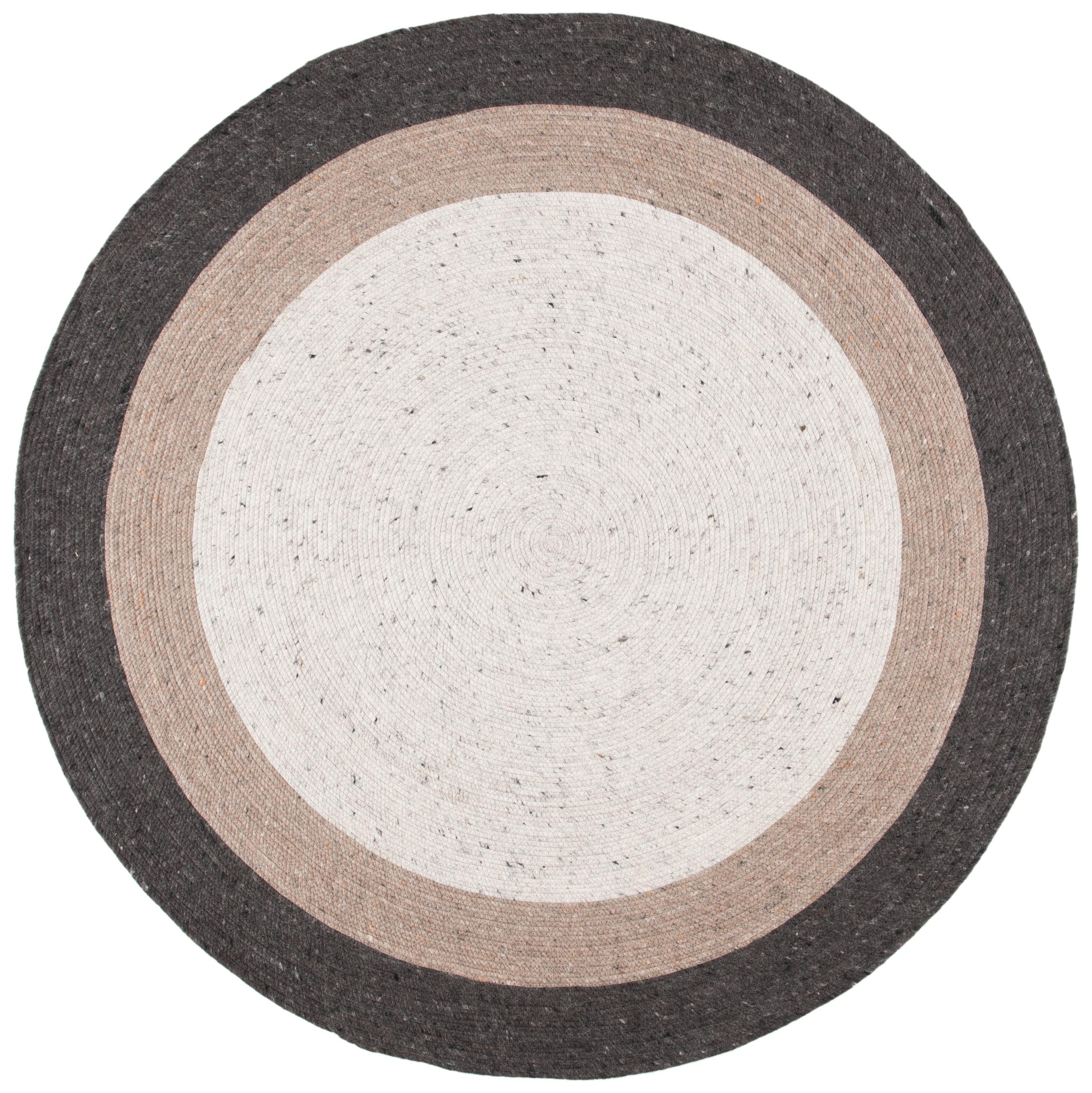Braided BRD903 Hand Woven Indoor Area Rug - Charcoal/Ivory - 7' Round - Safavieh