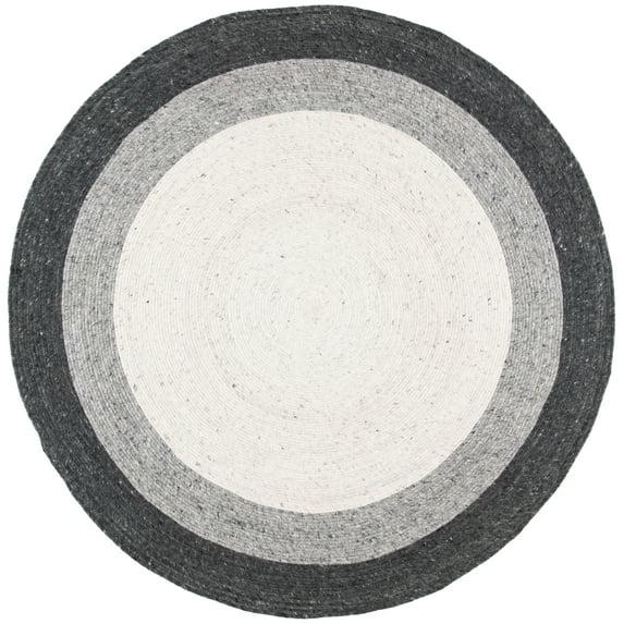 Braided BRD903 Hand Woven Indoor Area Rug - Grey/Ivory - 8' Round - Safavieh