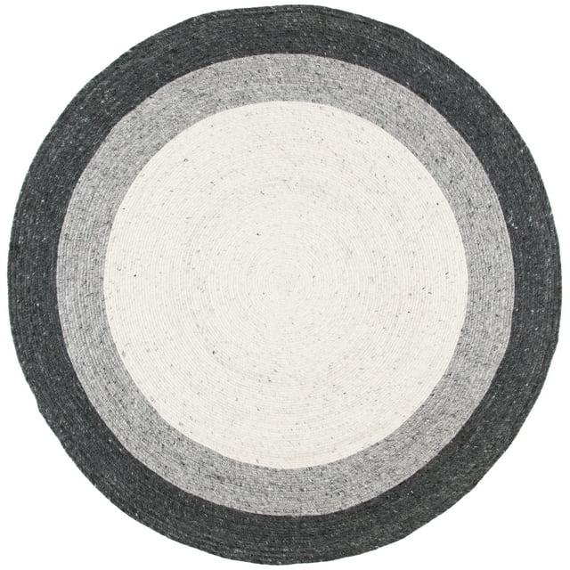 Braided BRD903 Hand Woven Indoor Area Rug - Grey/Ivory - 8' Round - Safavieh