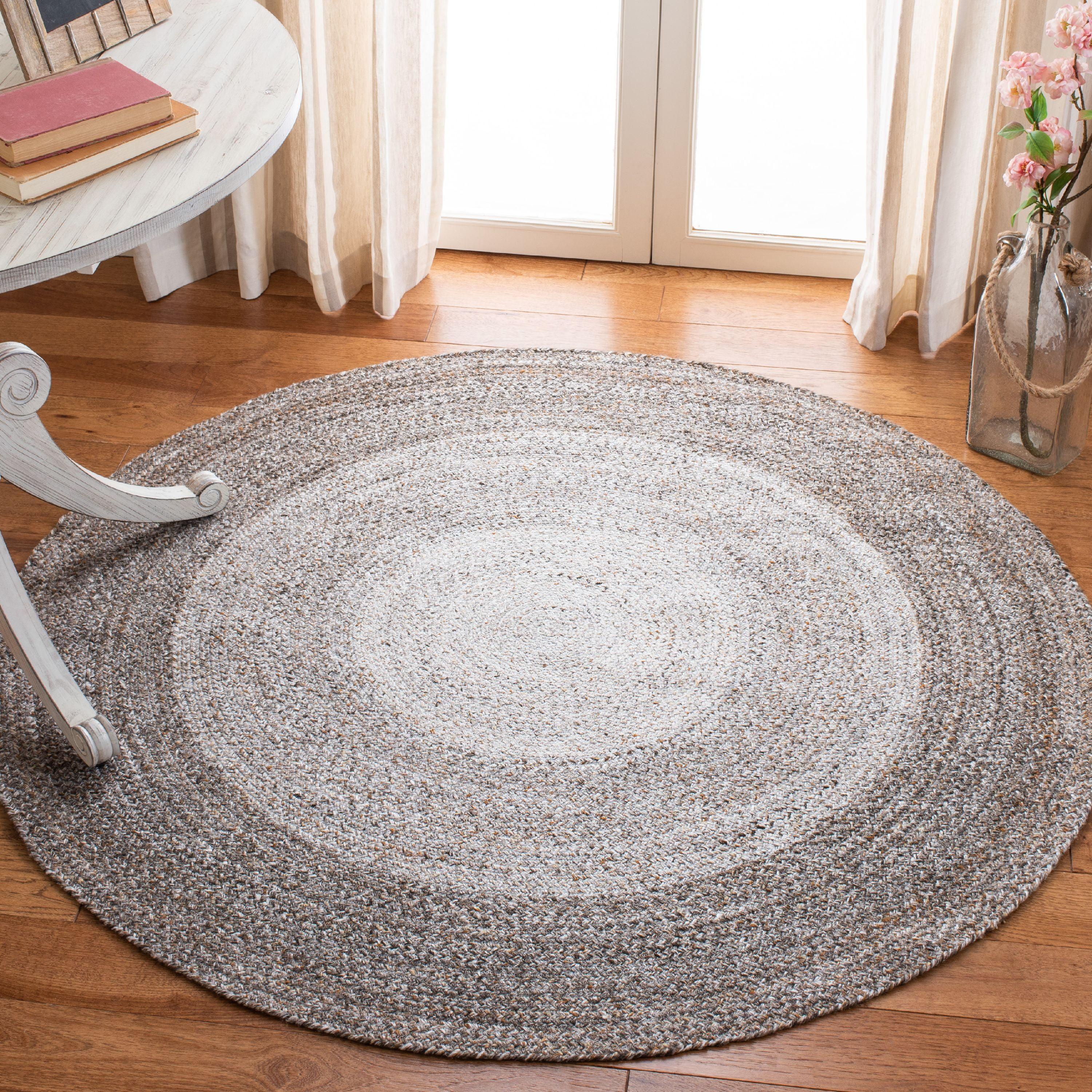 Handwoven Easy Care Brown & Beige Synthetic Braided Rug - 3' Round