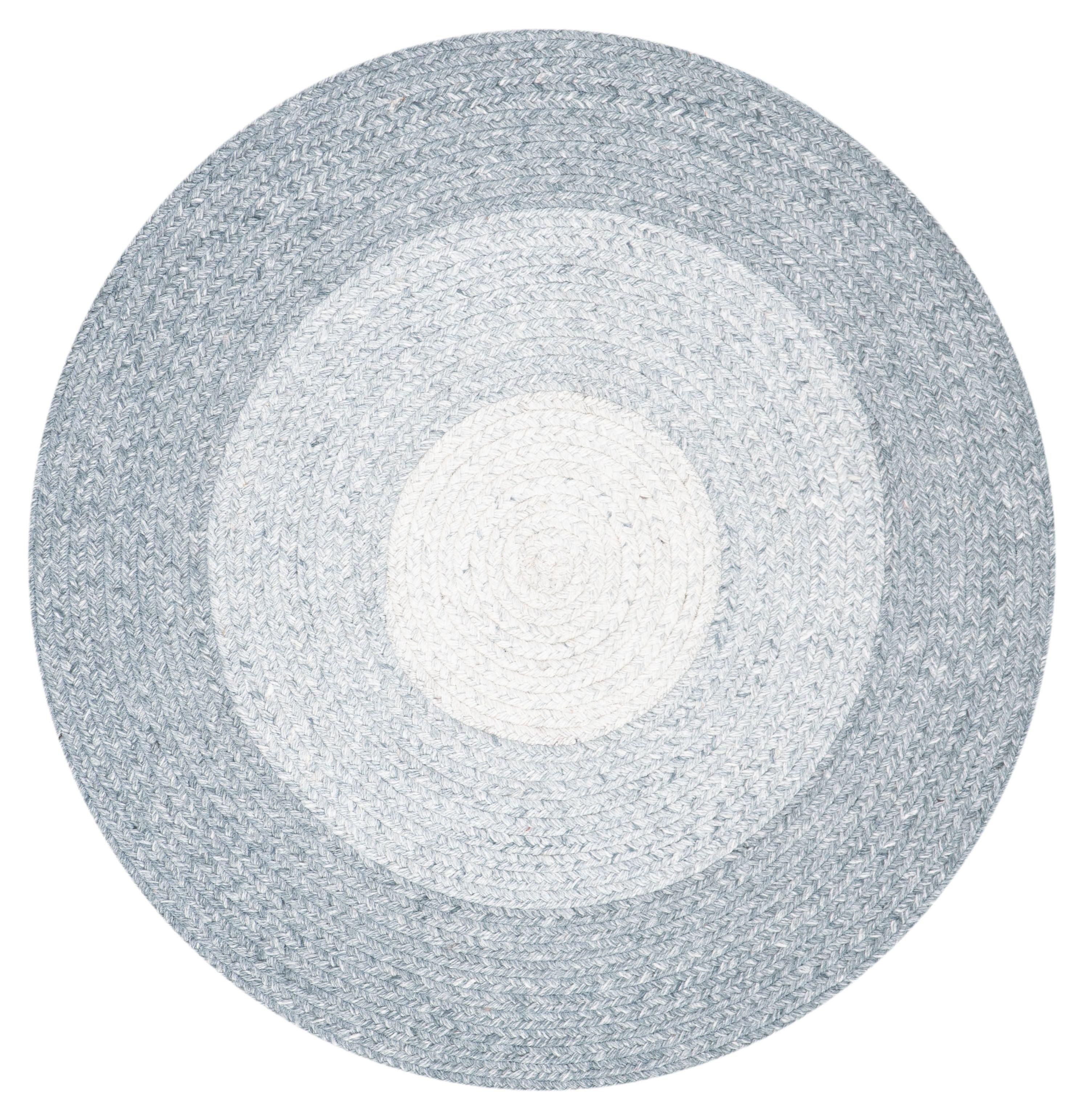 Braided BRD802 Hand Woven Area Rug - Grey/Ivory - 4' round - Safavieh.