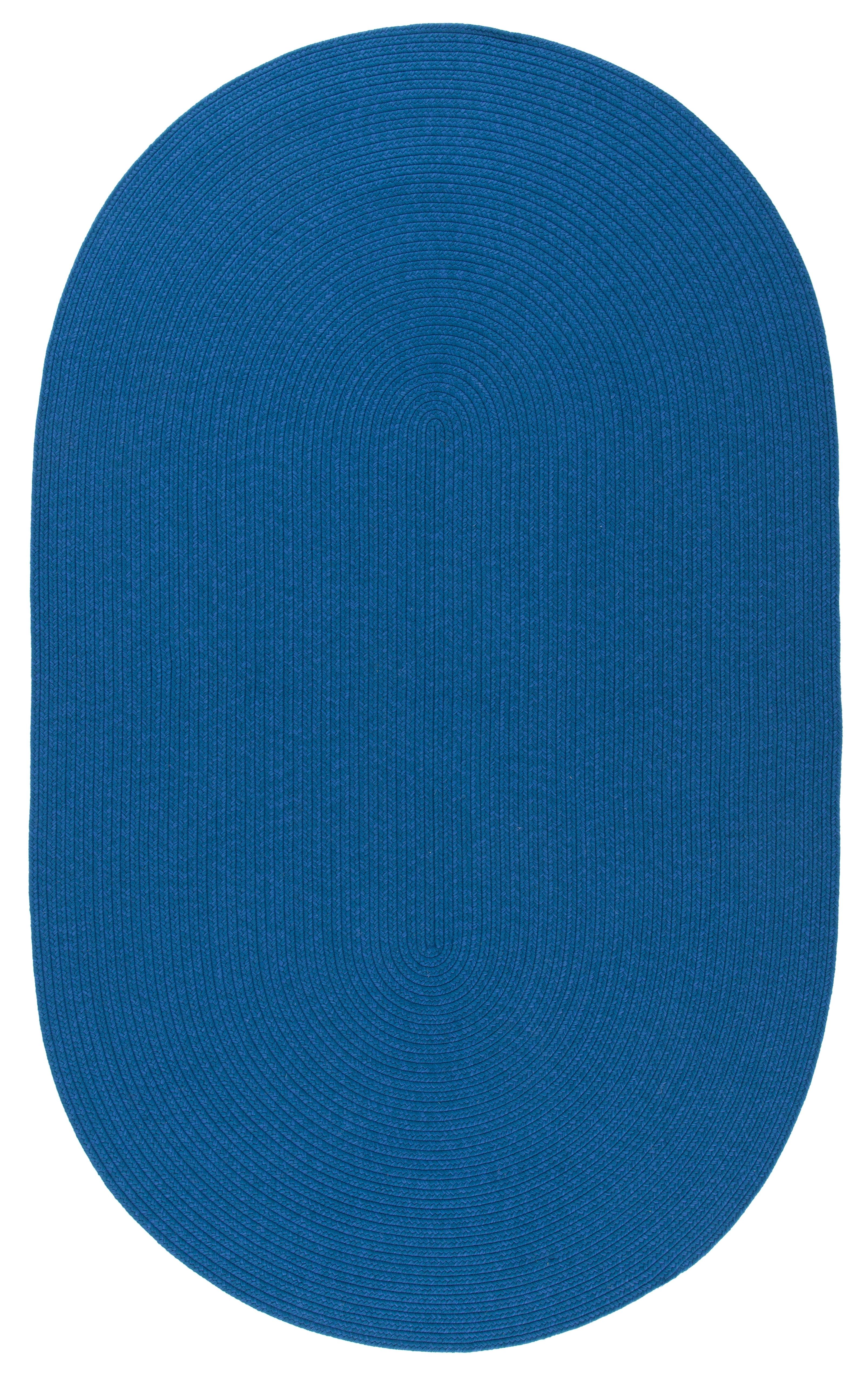 Handwoven Blue Synthetic 8' x 10' Oval Easy Care Rug