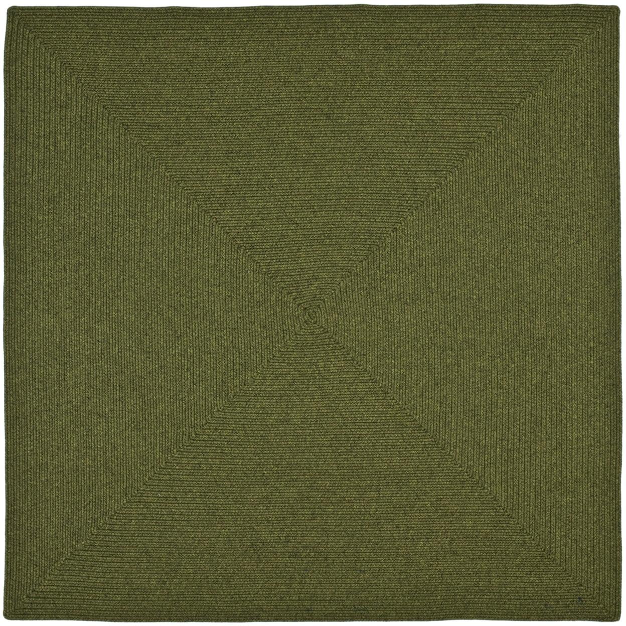 Handwoven Green Braided 4' x 4' Square Synthetic Area Rug