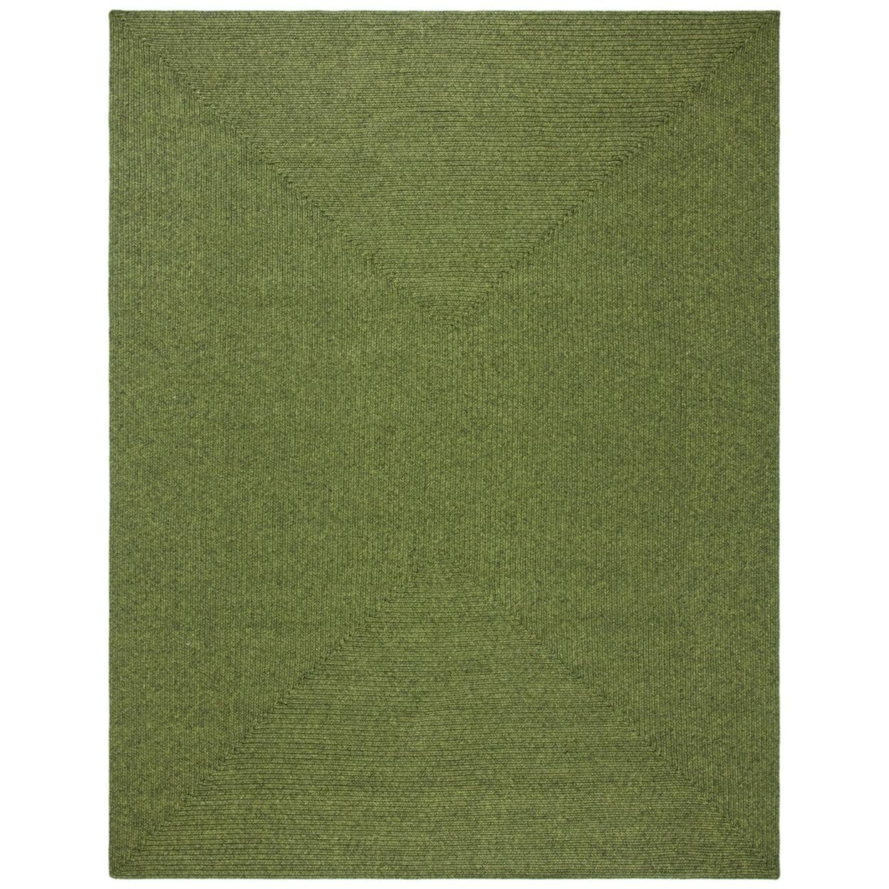 Handwoven Braided Cotton-Synthetic 6'x9' Reversible Area Rug in Green