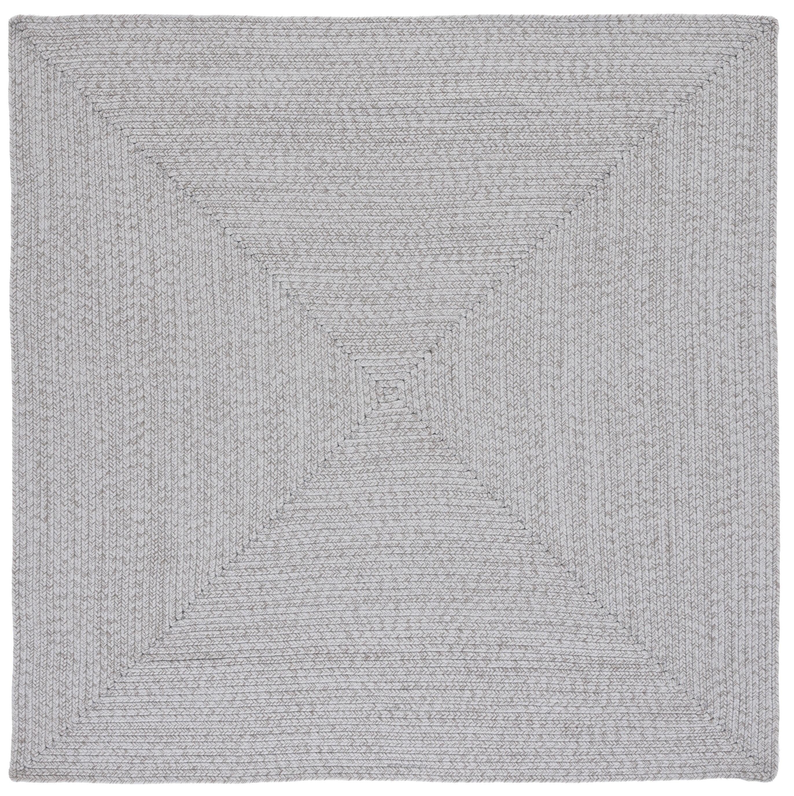 Handwoven Braided Silver & Grey Square Area Rug - 4' x 4'