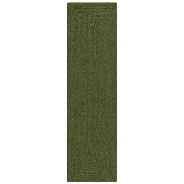 SAFAVIEH Braided Rishika Solid Machine Washable Reversible Runner Rug, Green, 2'3" x 16'