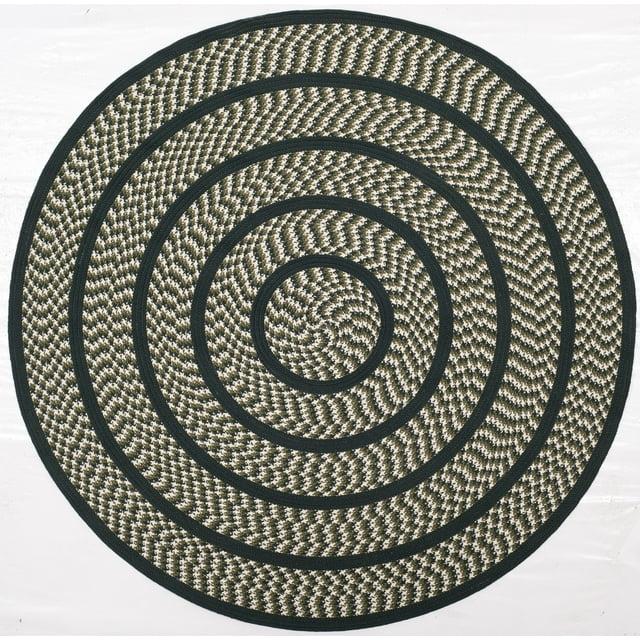 Braided BRD401 Hand Woven Area Rug - Ivory/Dark Green - 5' round - Safavieh.