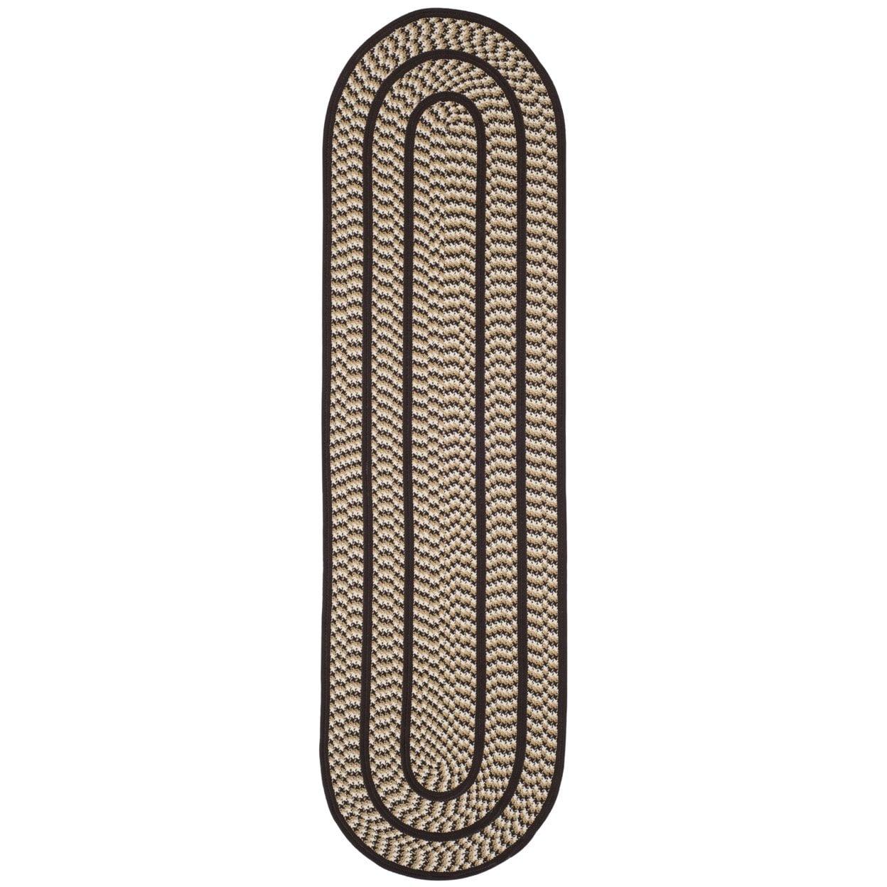 SAFAVIEH Braided Tanisha Color Bordered Area Rug, Ivory/Dark Brown, 6' x 6' Round