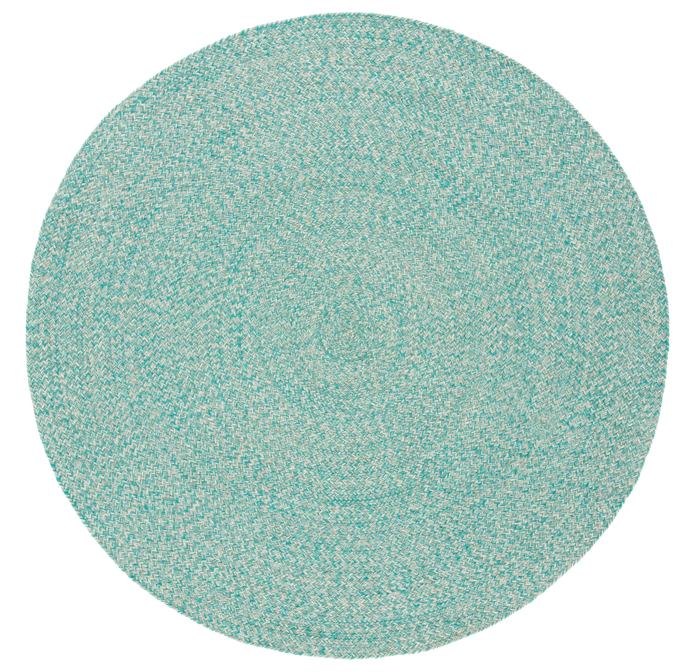 Coastal Charm Teal and Ivory Handwoven Cotton 5' Round Area Rug