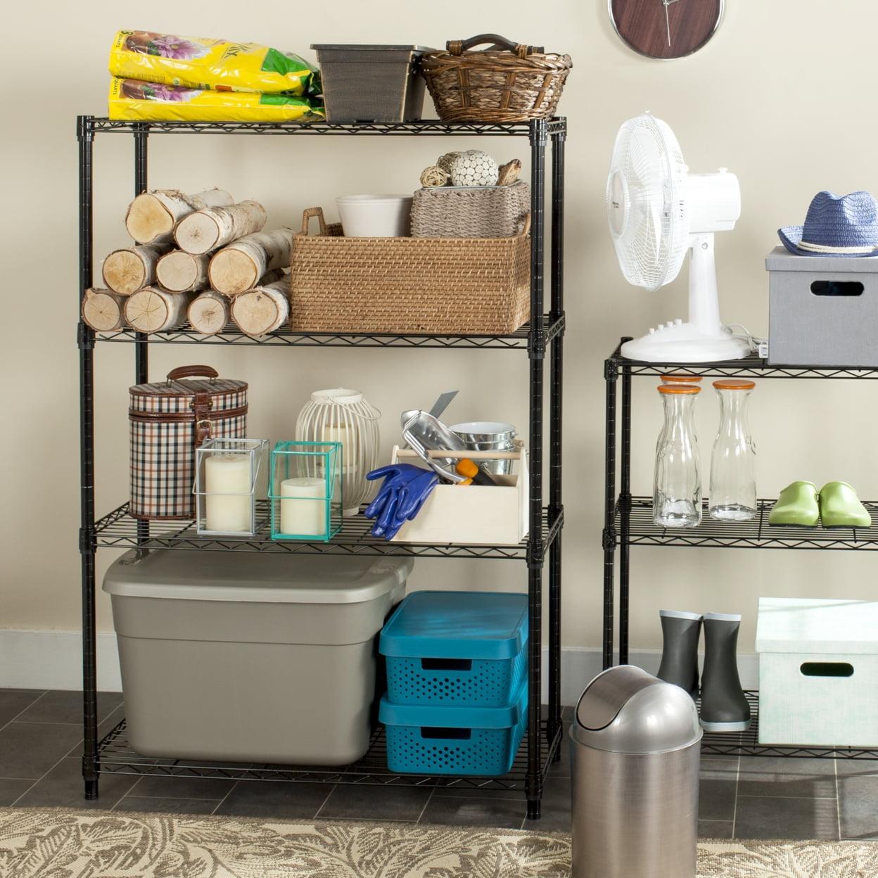 Adjustable 37'' Black Wire Utility Shelving Unit