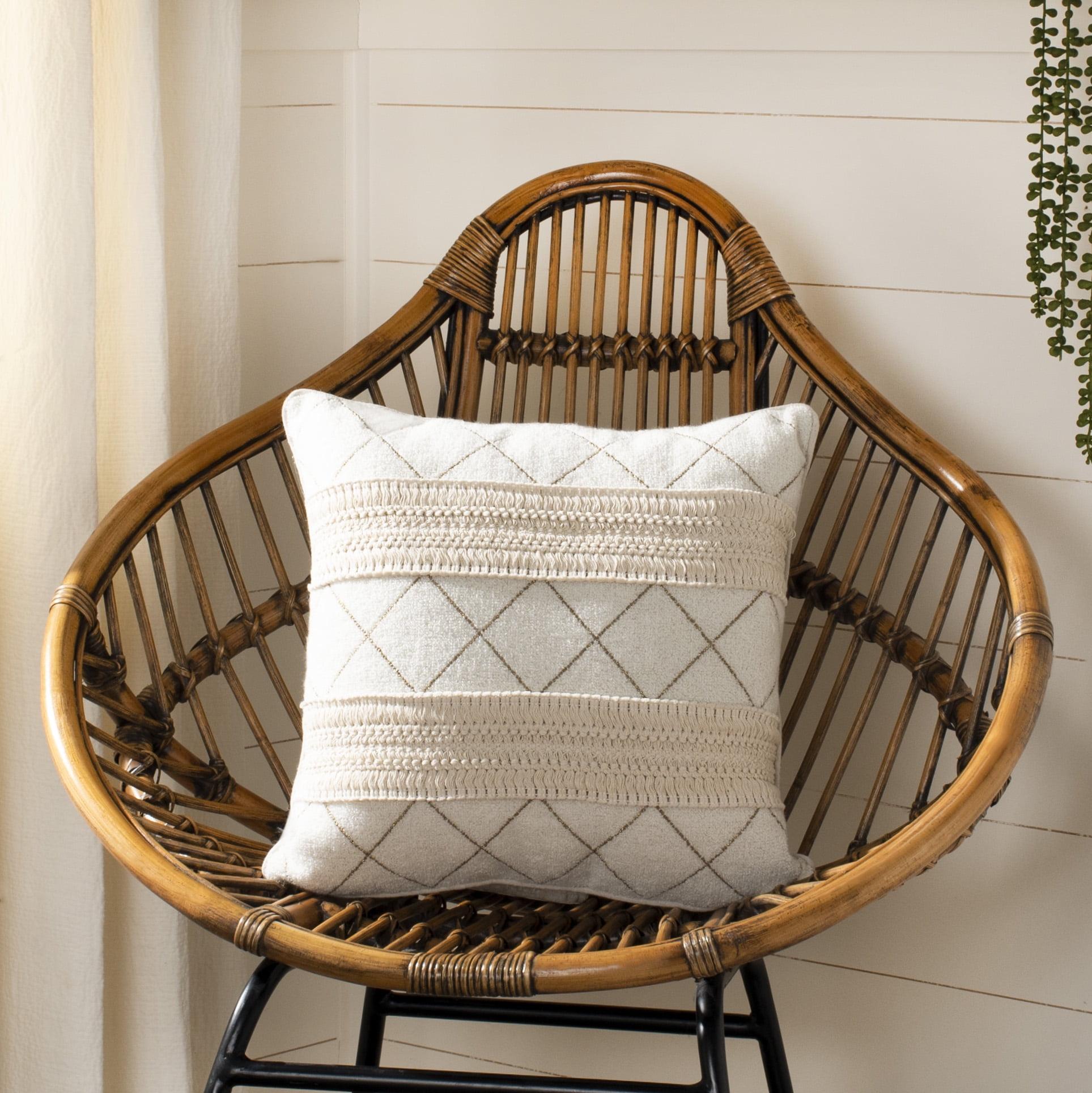 Braxton 16" Cream Geometric Boho Chic Pillow