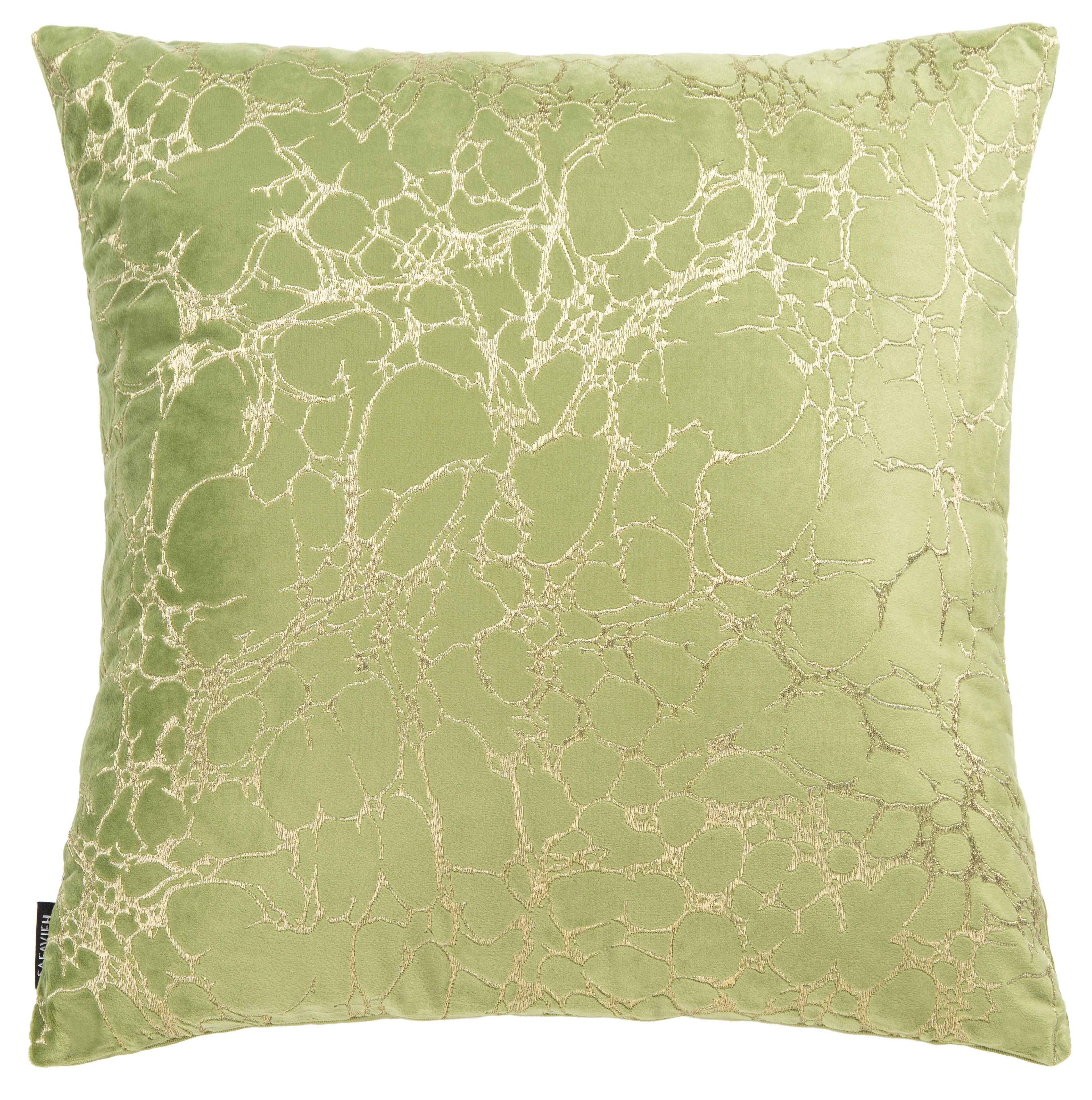 Brenla Dark Green Velvet Abstract Throw Pillow