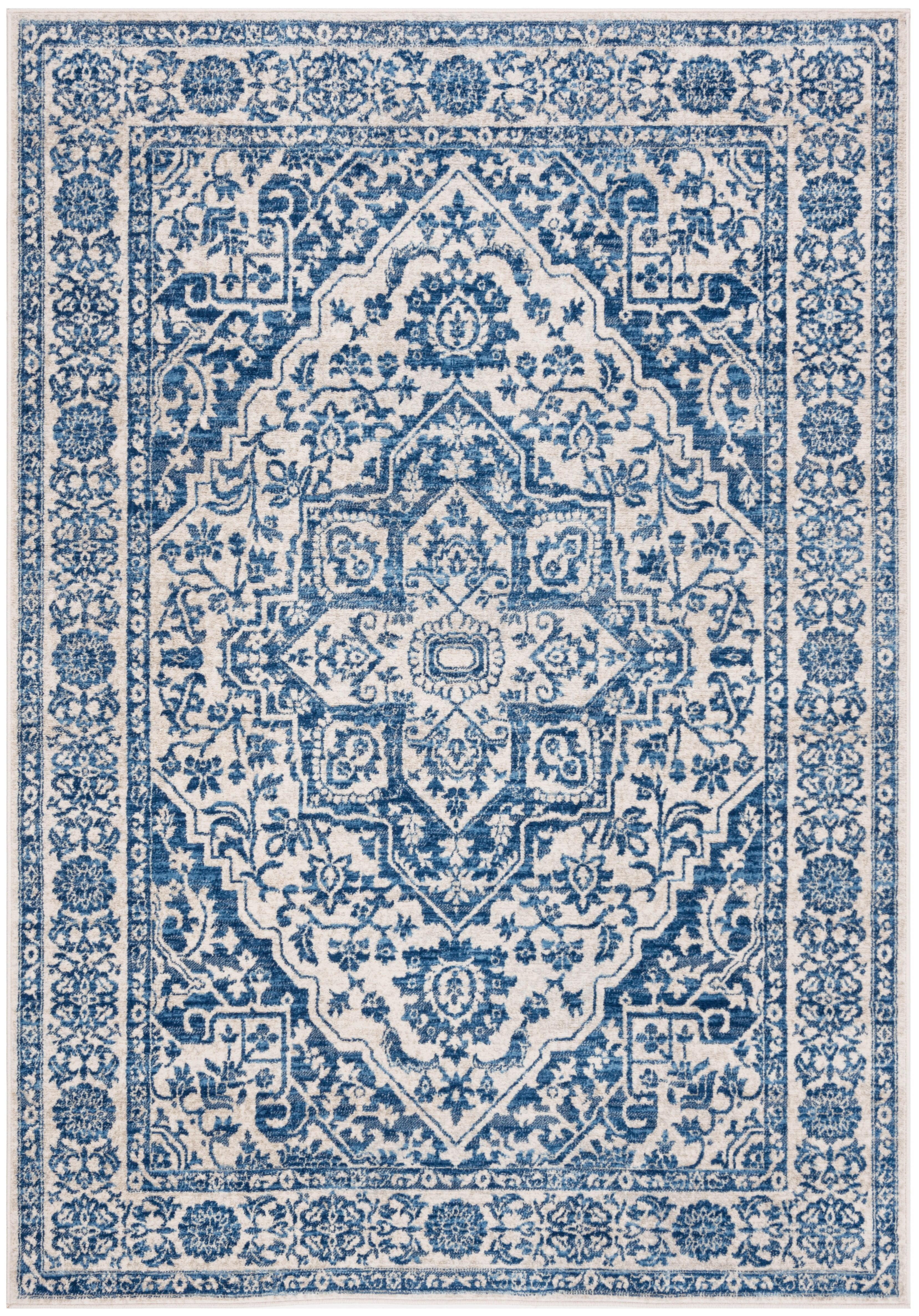 Brentwood BNT832 Power Loomed Indoor Area Rug - Navy/Light Grey - 6'x9' - Safavieh