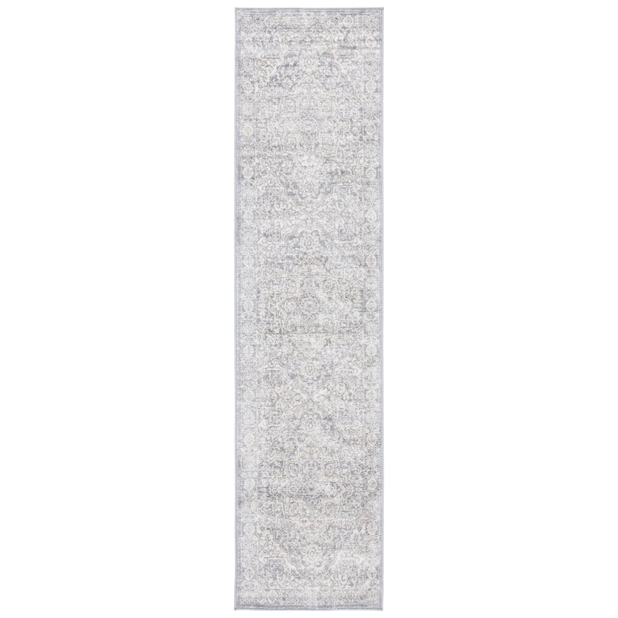 SAFAVIEH Brentwood Adams Oriental Runner Rug, Light Grey/Ivory, 2' x 8'