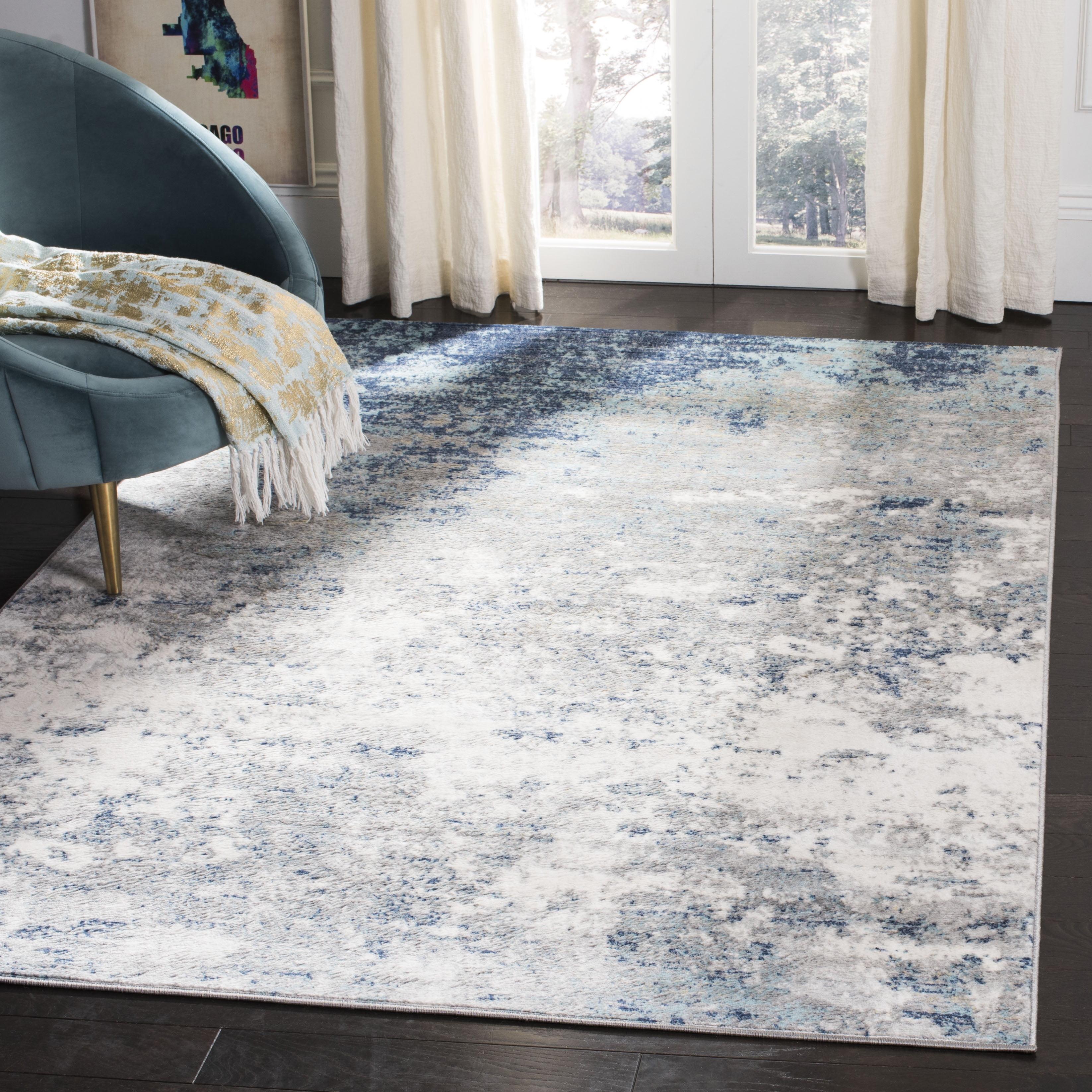 SAFAVIEH Brentwood Alaia Abstract Area Rug, 9' x 12', Light Grey/Blue