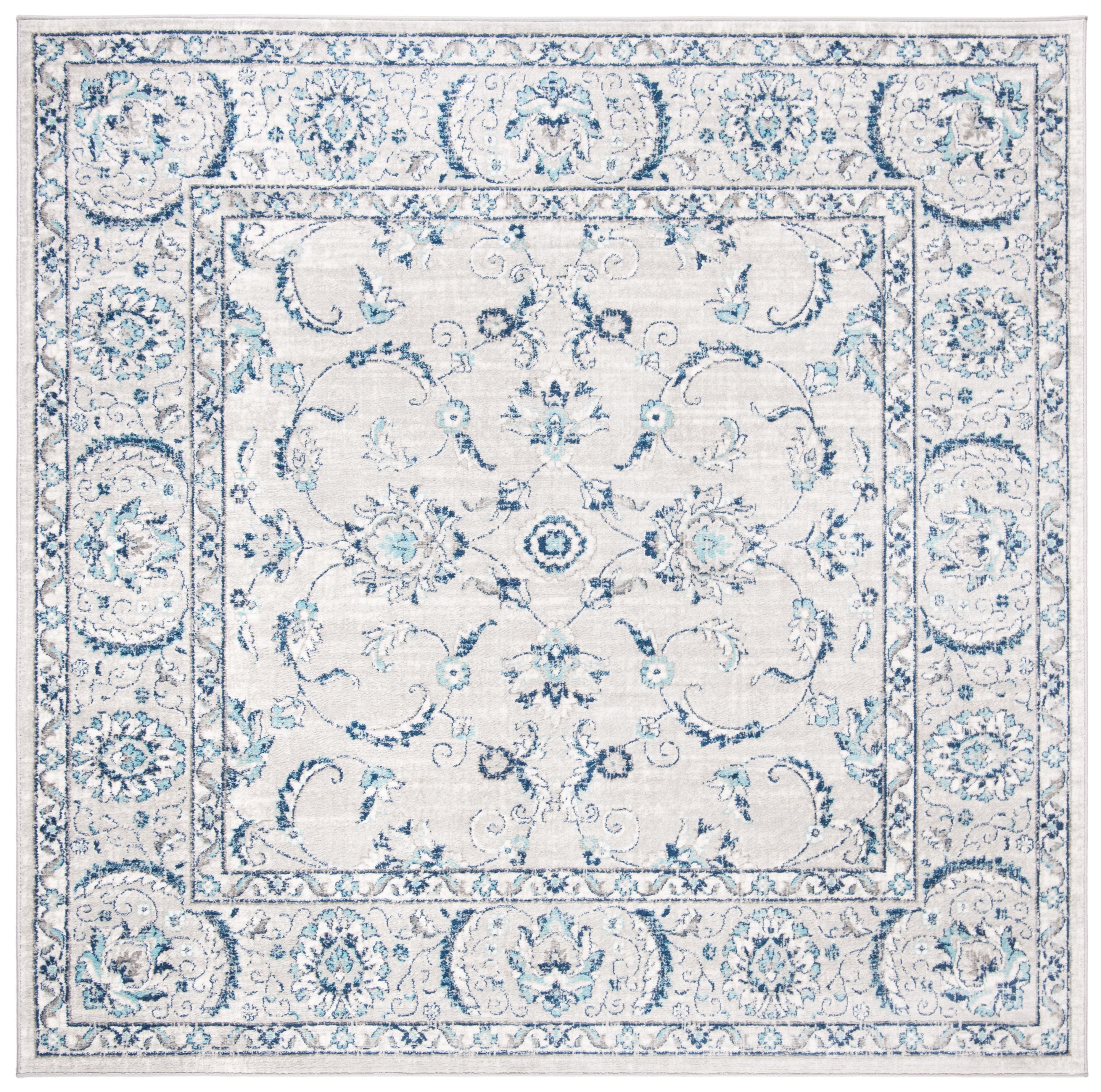 Brentwood BNT854 Power Loomed Indoor Area Rug - Light Grey/Blue - 5'x5' - Safavieh