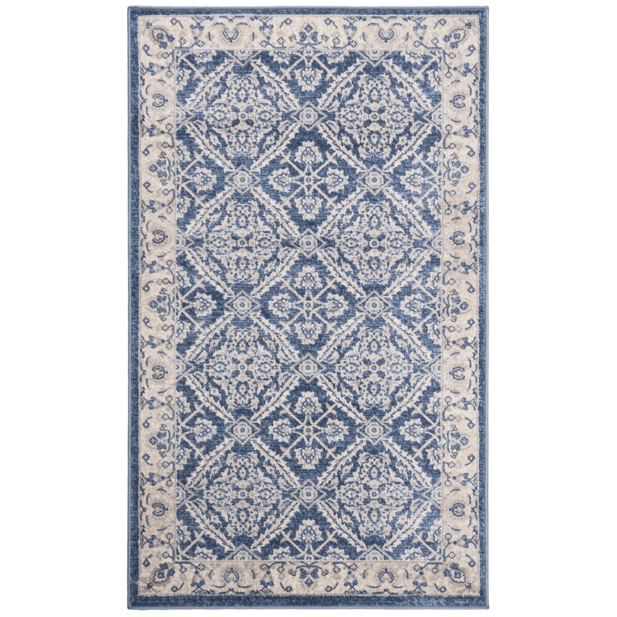 SAFAVIEH Brentwood Brandy Floral Geometric Area Rug, 3' x 5', Navy/Cream