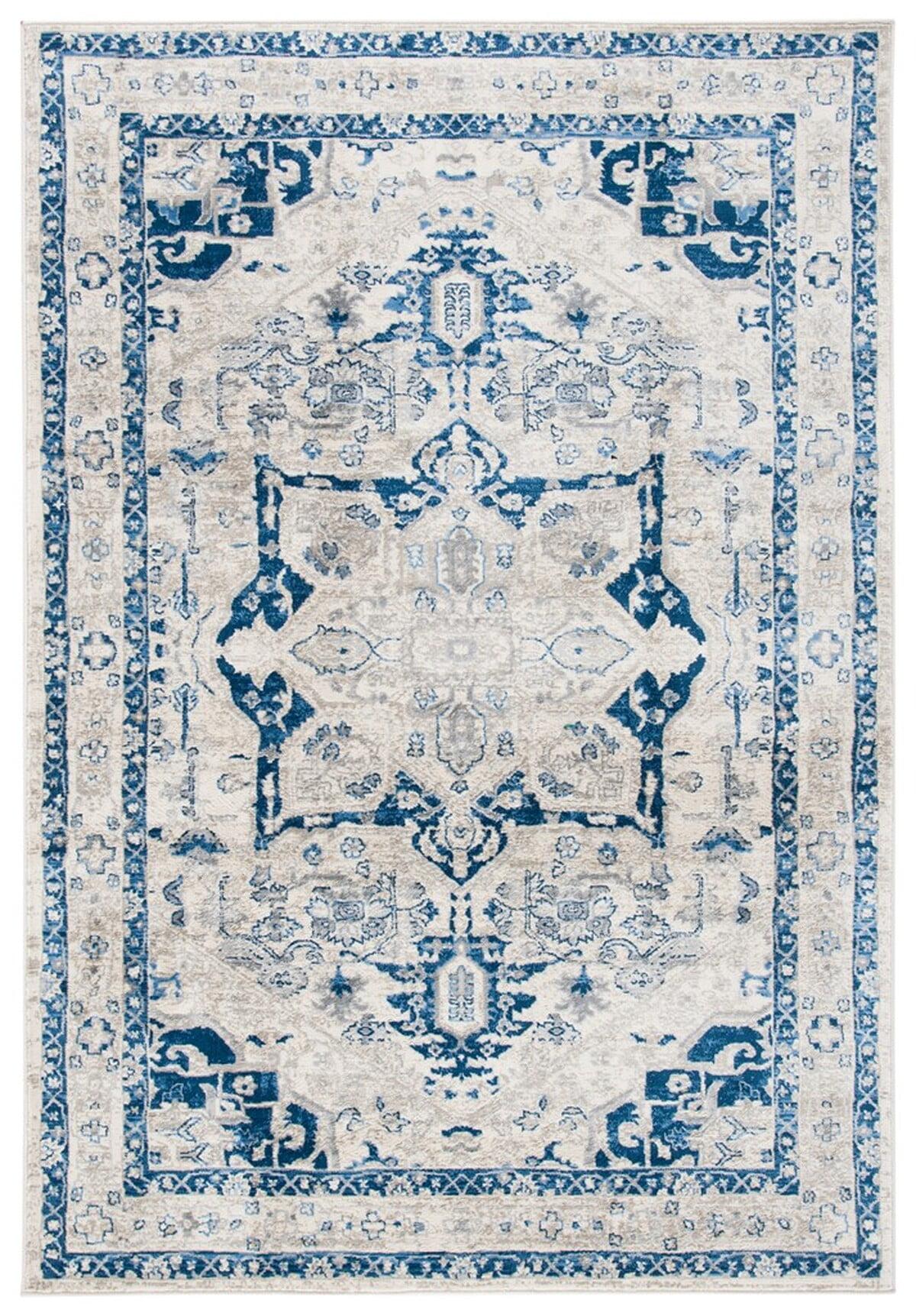 Reversible Hand-Knotted Blue Synthetic 6' x 9' Area Rug