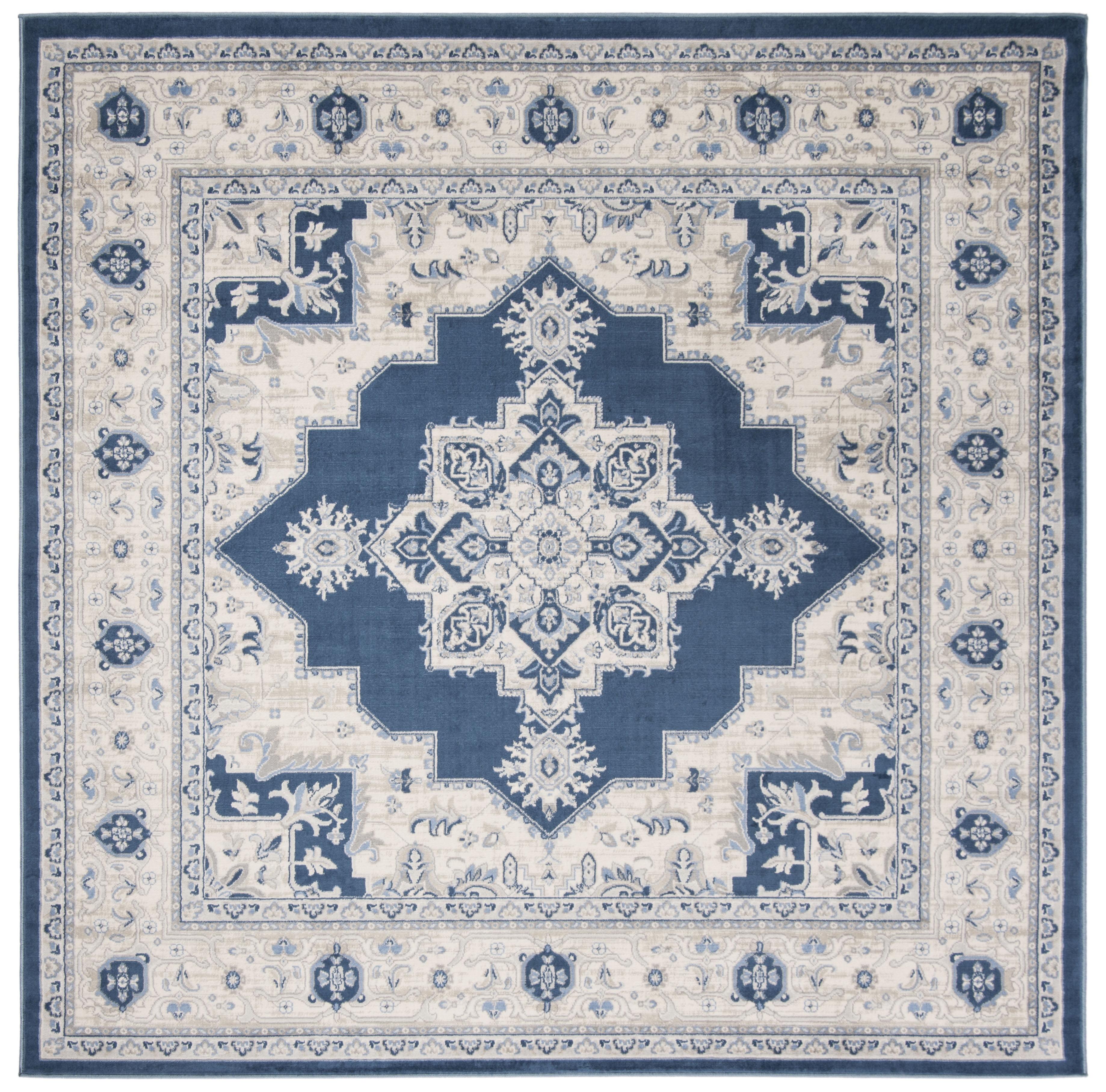 SAFAVIEH Brentwood Salah Oriental Area Rug, Navy/Cream, 8' x 8' Square