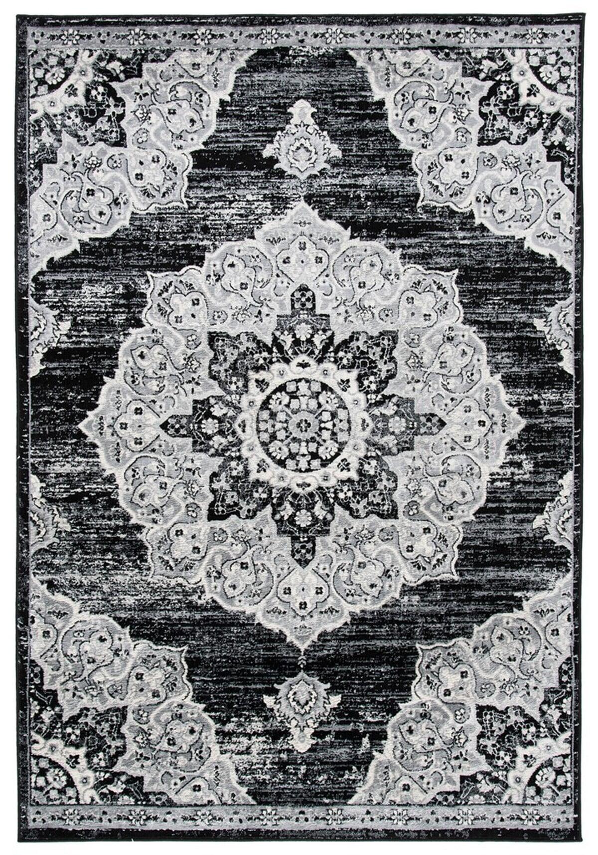 SAFAVIEH Brentwood Dimitri Floral Bordered Area Rug, 10' x 13', Black/Grey