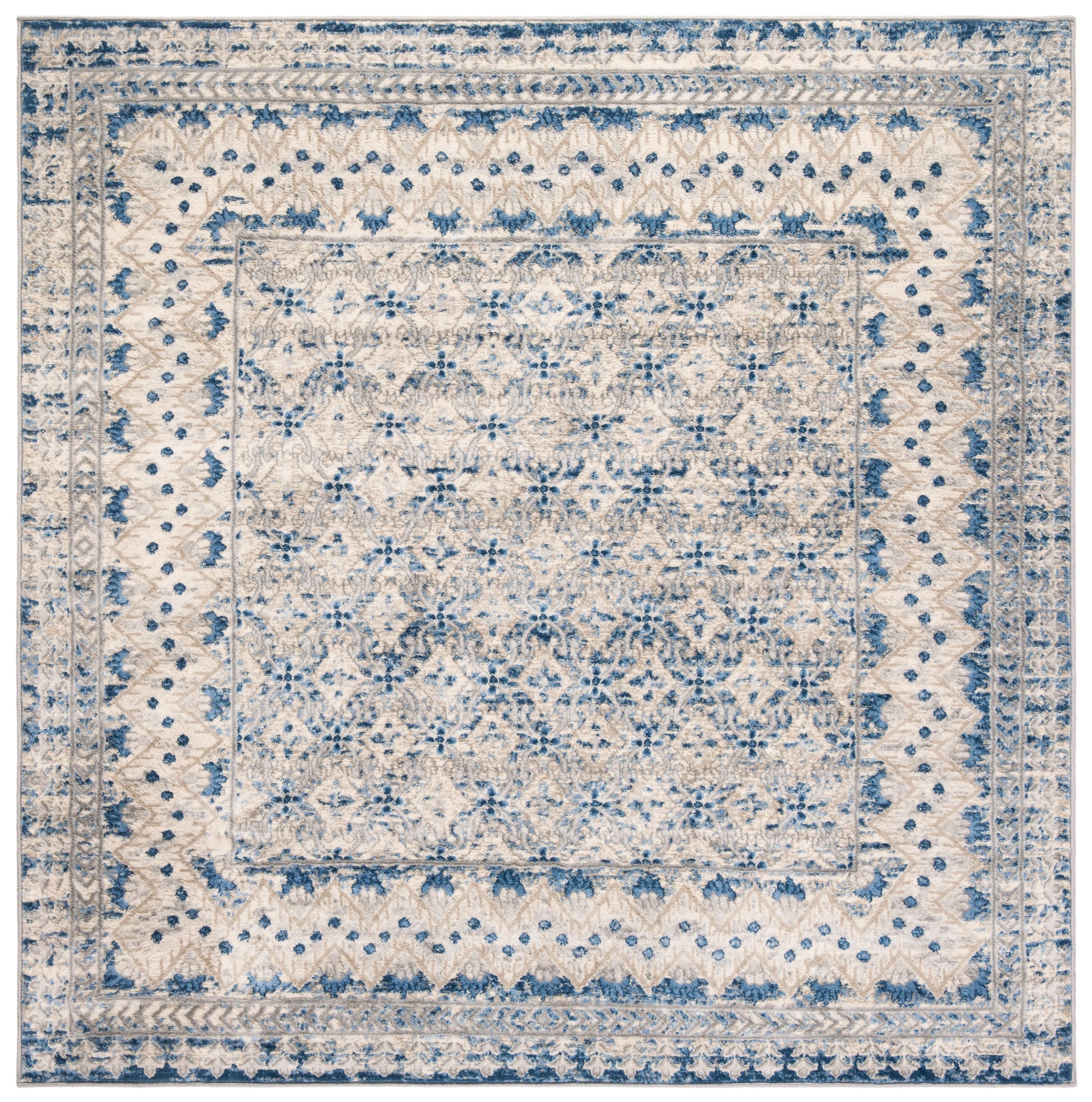 Brentwood BNT899 Power Loomed Indoor Area Rug - Light Grey/Blue - 5'x5' - Safavieh