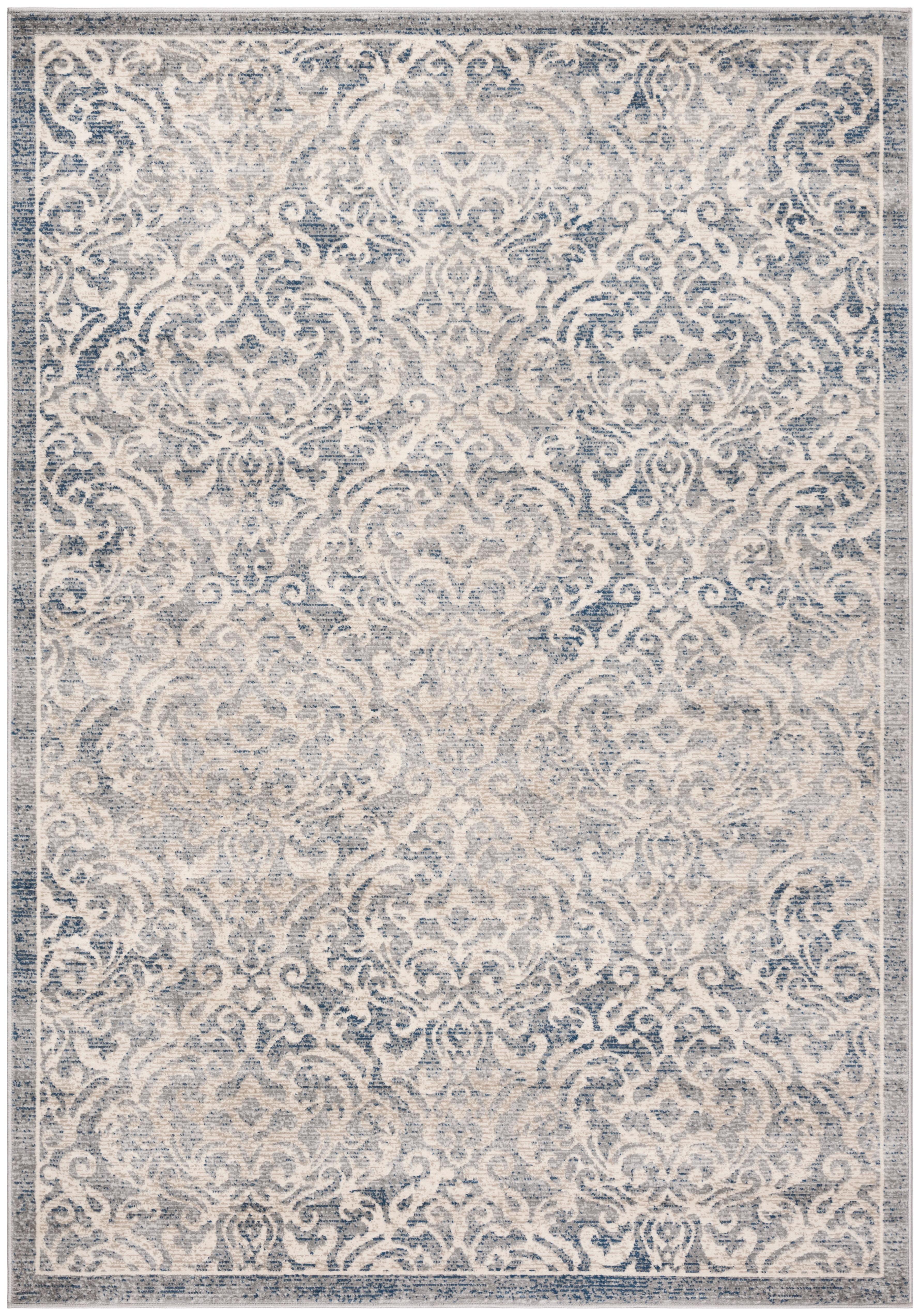 SAFAVIEH Brentwood Eliza Damask Area Rug, Light Grey/Blue, 5'3" x 7'6"