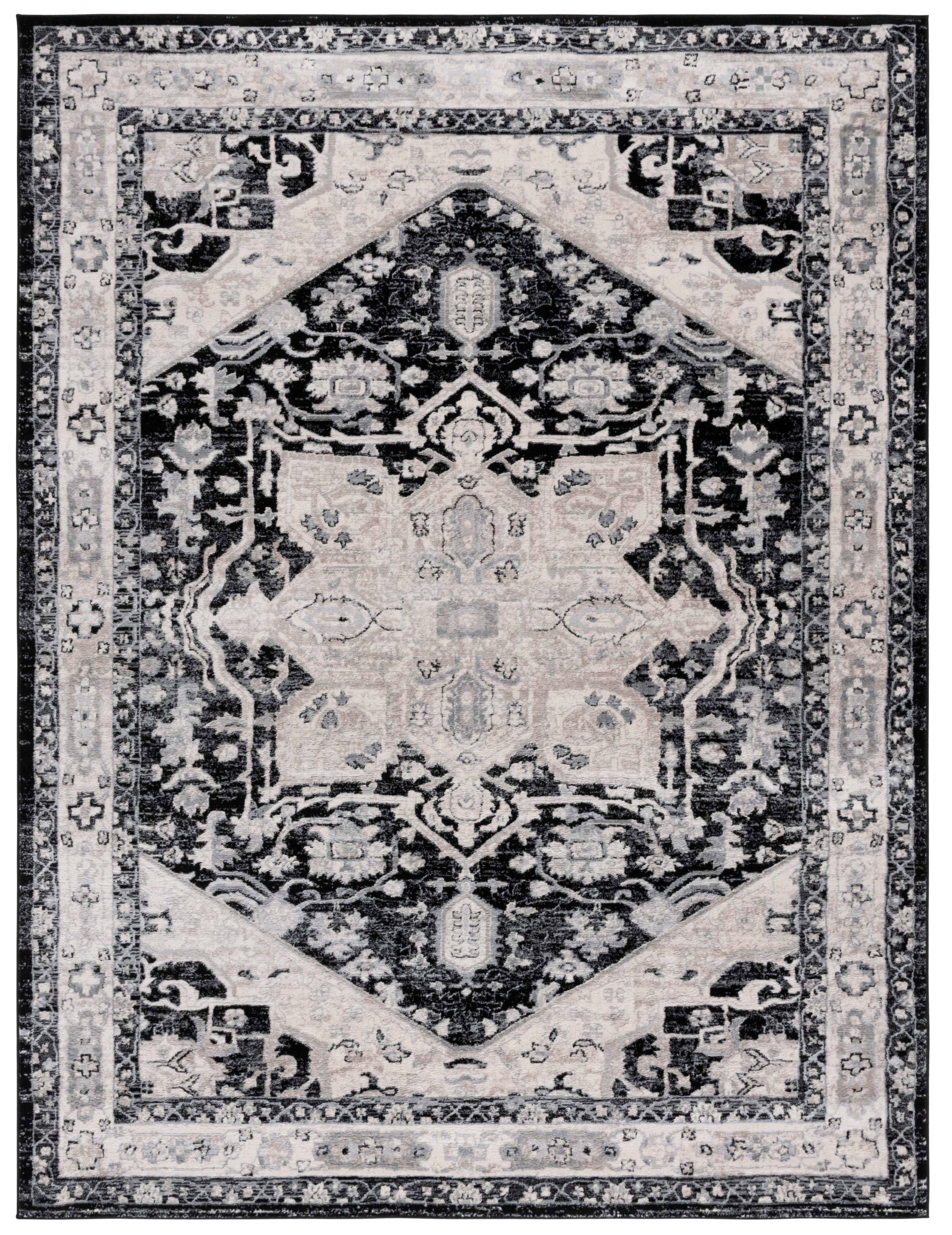 Brentwood BNT852 Power Loomed Indoor Area Rug - Black/Ivory - 8'x10' - Safavieh