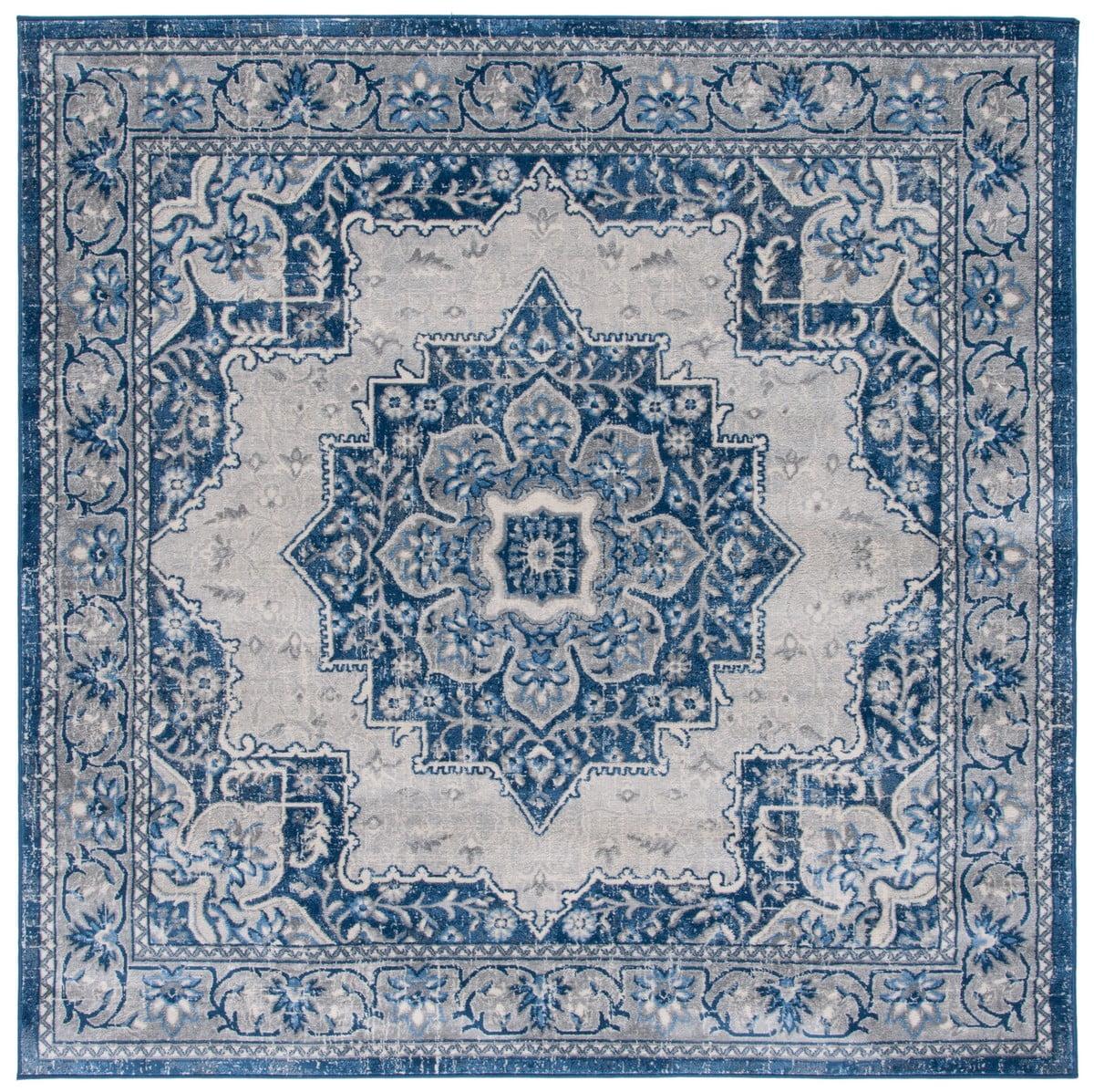 Brentwood BNT826 Power Loomed Indoor Area Rug - Blue/Ivory - 6'7"x6'7" - Safavieh