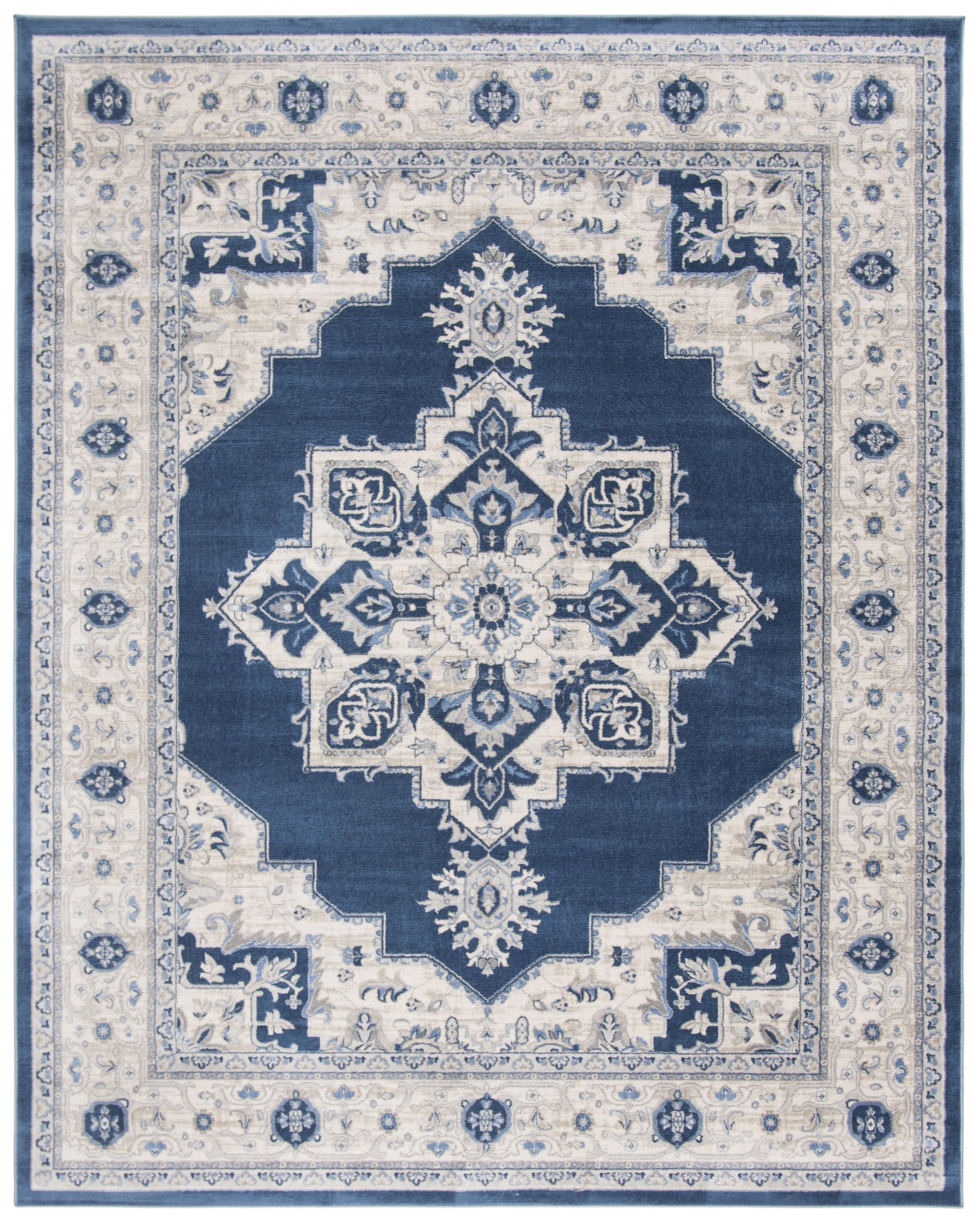 SAFAVIEH Brentwood Salah Oriental Area Rug, Navy/Cream, 10' x 13'