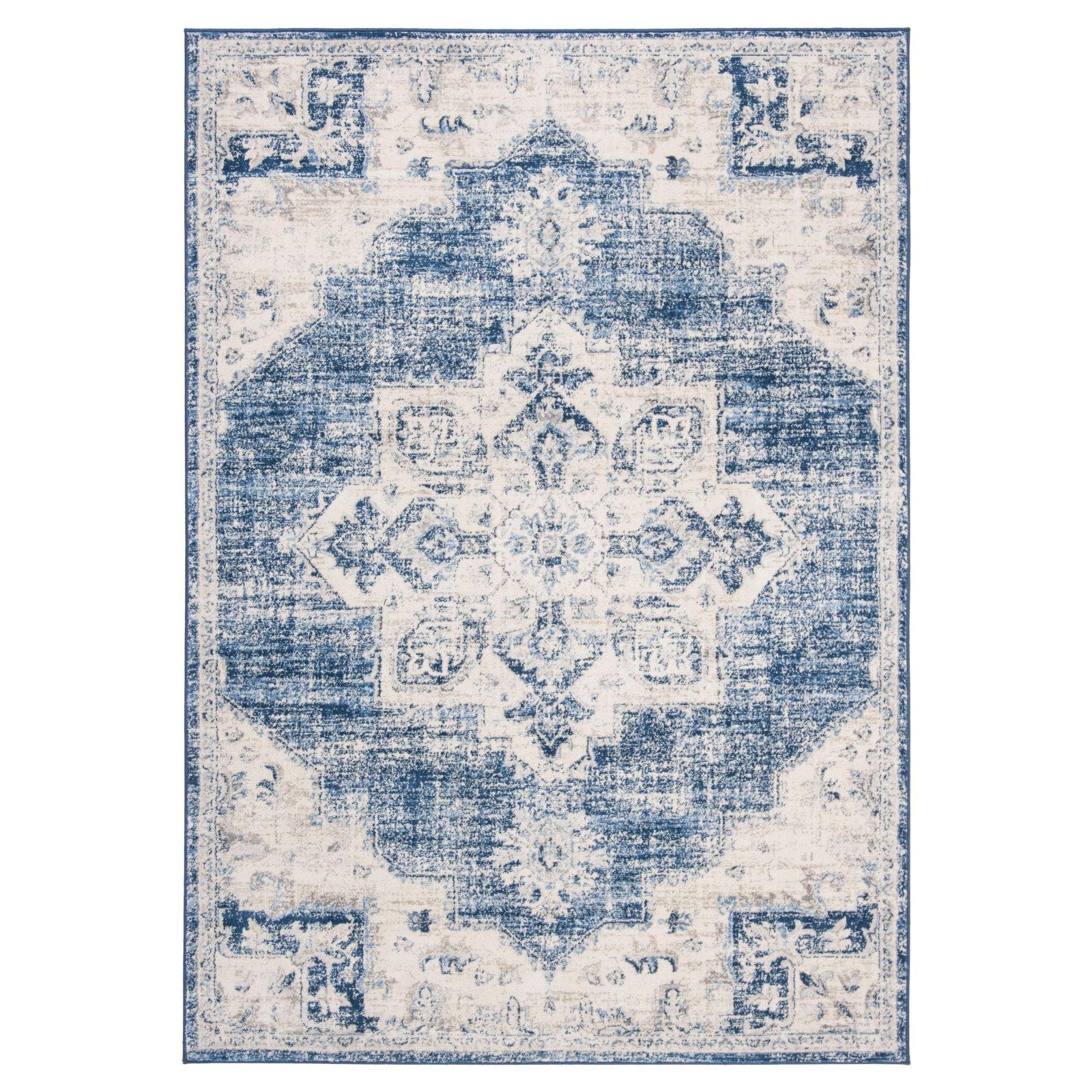 Brentwood BNT865 Power Loomed Indoor Area Rug - Ivory/Navy - 6'x9' - Safavieh