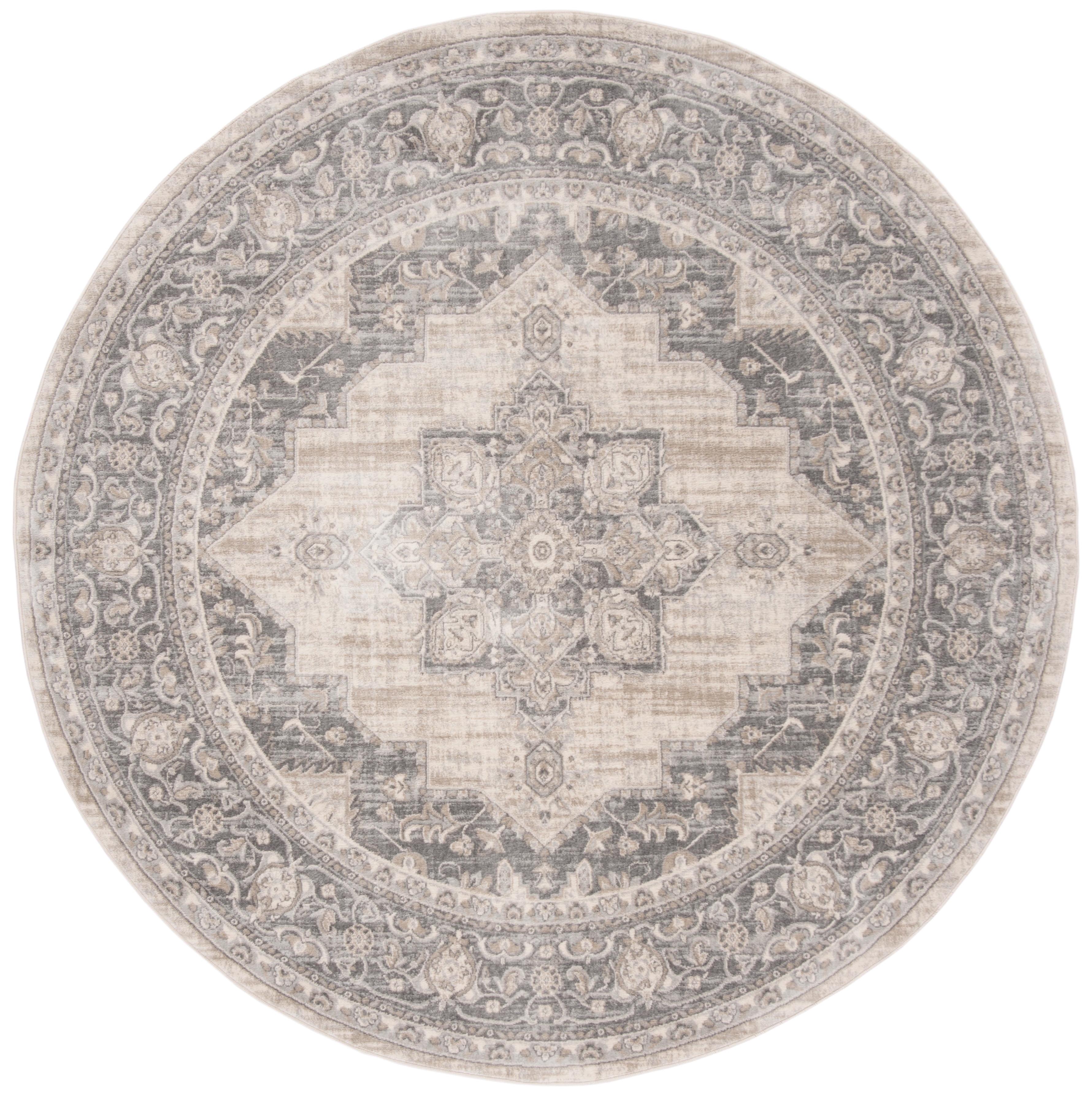 SAFAVIEH Brentwood Salah Oriental Area Rug, Cream/Grey, 9' x 9' Round