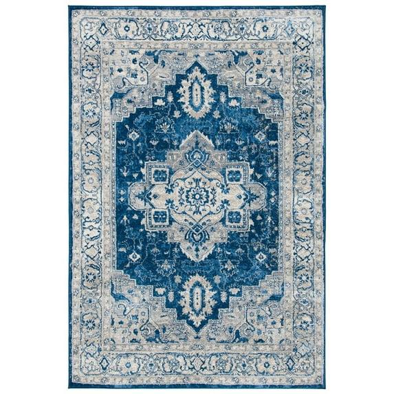 Brentwood BNT851 Power Loomed Indoor Area Rug - Navy/Grey - 6'x9' - Safavieh