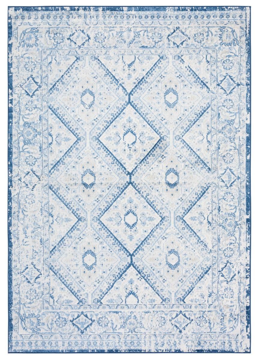 Brentwood Blue and Ivory Hand-Knotted Synthetic Area Rug 4' x 6'