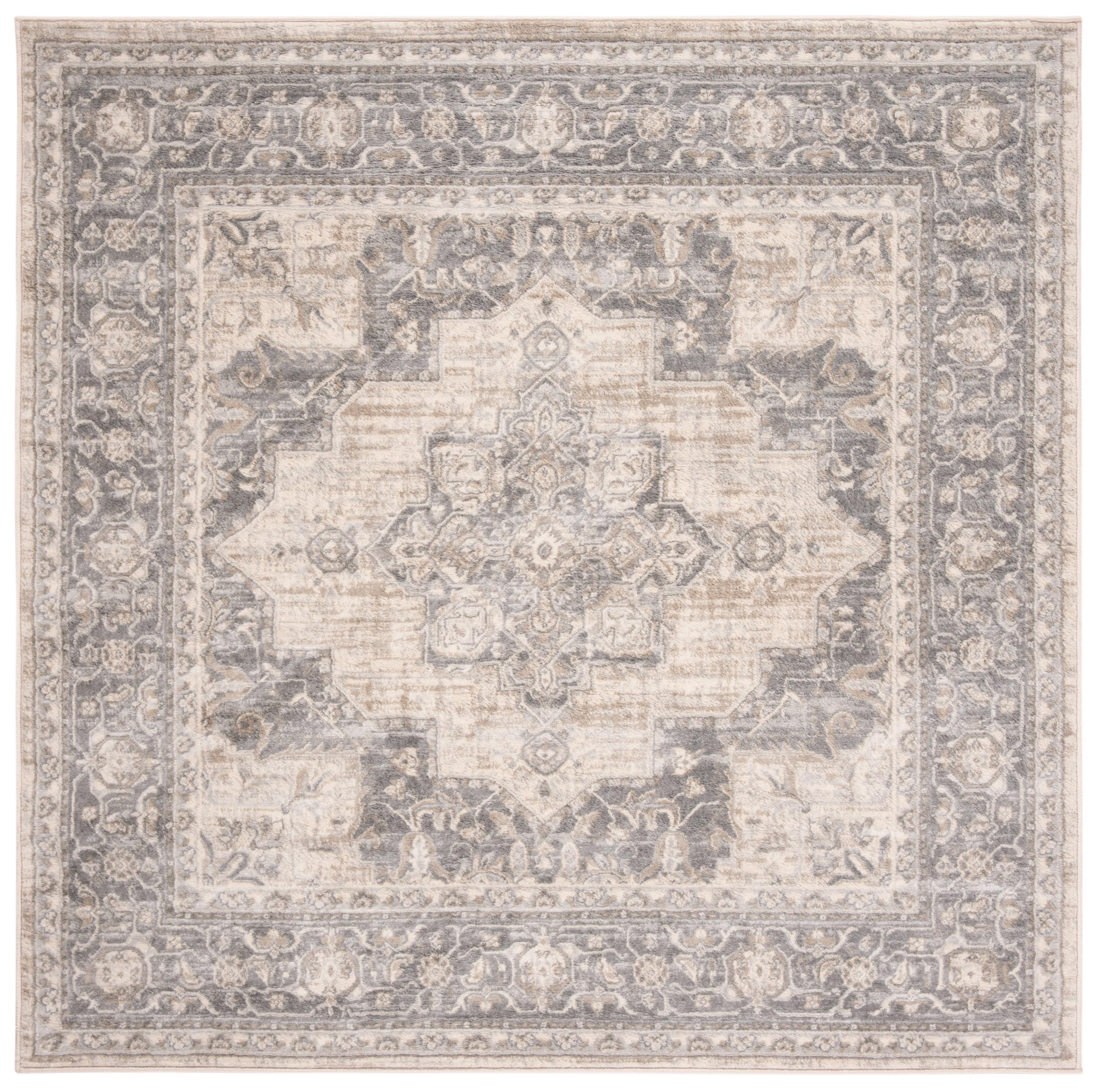 Brentwood BNT865 Power Loomed Indoor Area Rug - Cream/Grey - 5'x5' - Safavieh