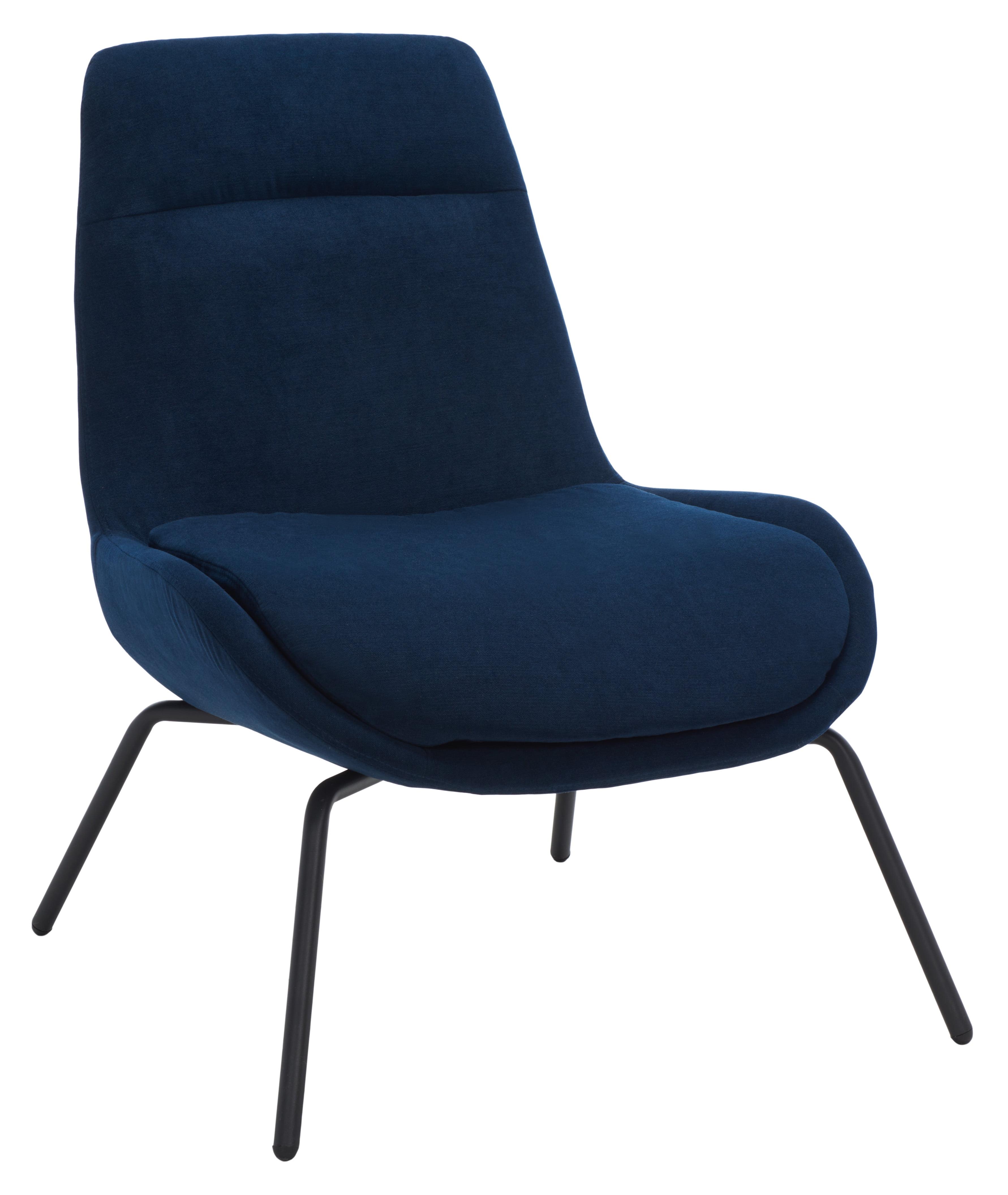 Navy Velvet Wood Accent Chair with Splayed Legs