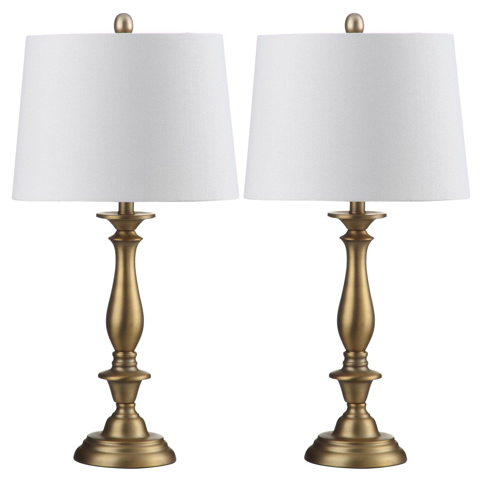 Brighton 29" Gold Candlestick Table Lamp Set with White Shades