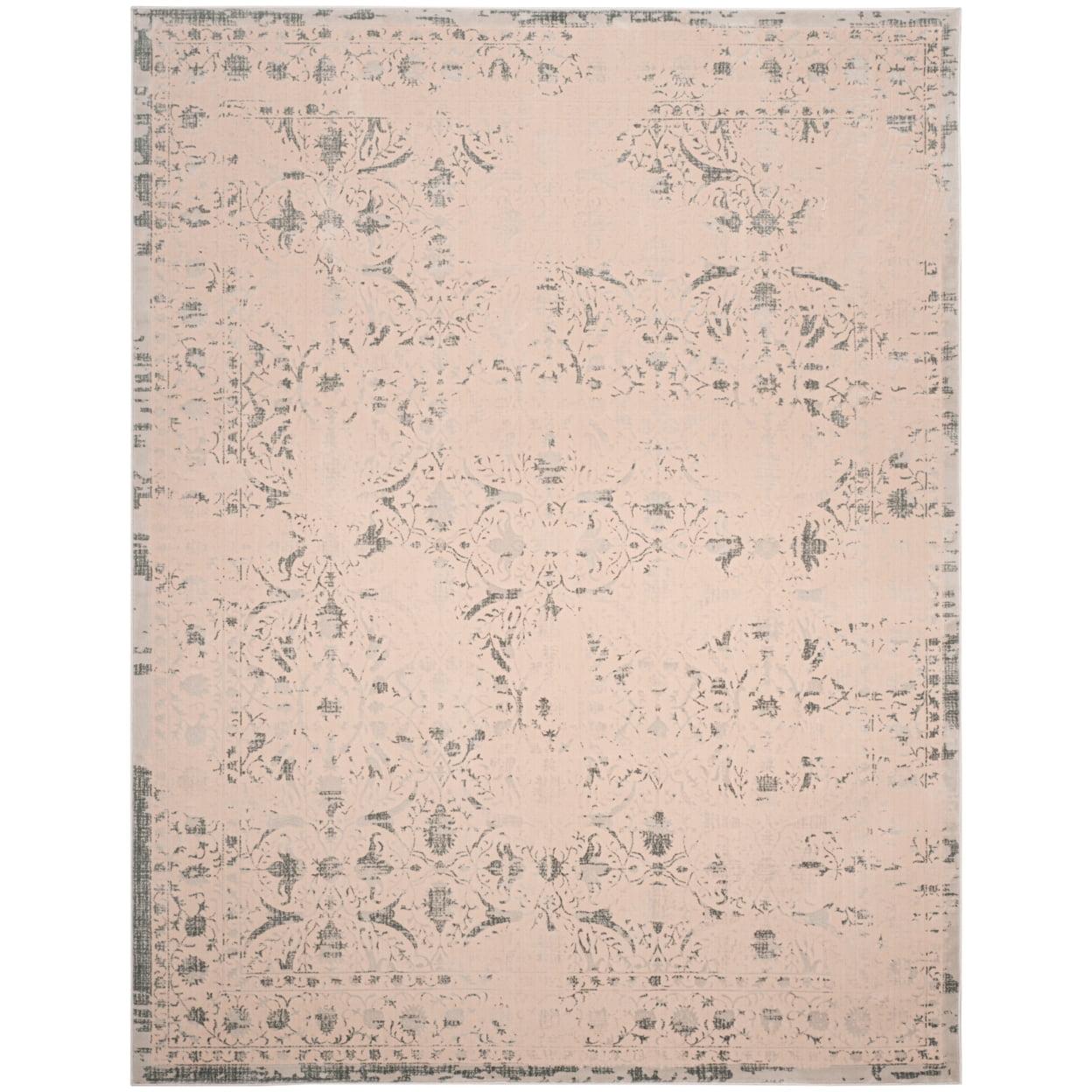 Handmade Rectangular 9' x 12' Cream/Light Blue Synthetic Rug