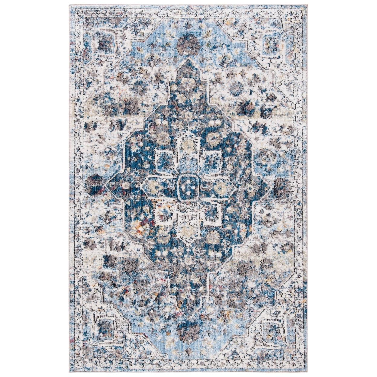 Bristol 4' x 6' Blue and Cream Synthetic Area Rug