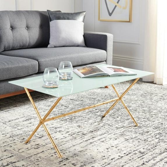 Brogen Coffee Table - Gold/White Glass - Safavieh