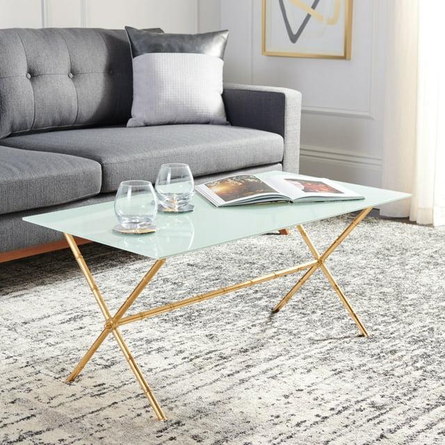 Brogen Coffee Table - Gold/White Glass - Safavieh