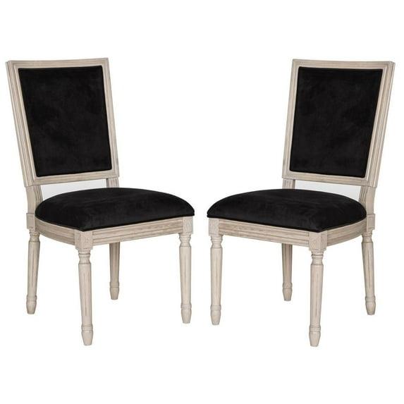 Buchanan 19" H French Brasserie Rectangle Side Chair (Set of 2) - FOX6229 - Black/Rustic Grey - Safavieh Couture