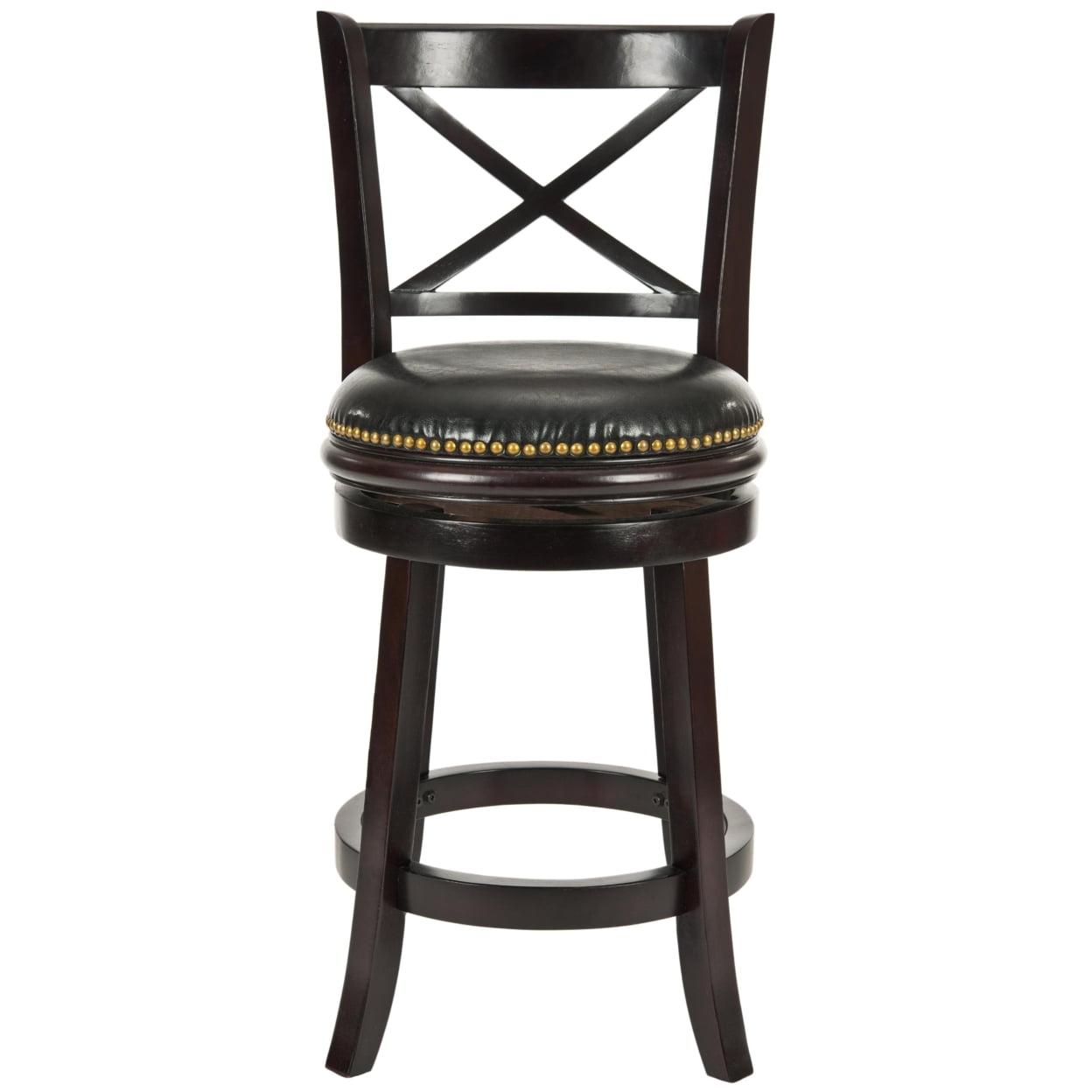 Butler Cappuccino Black Leather Swivel Counter Stool