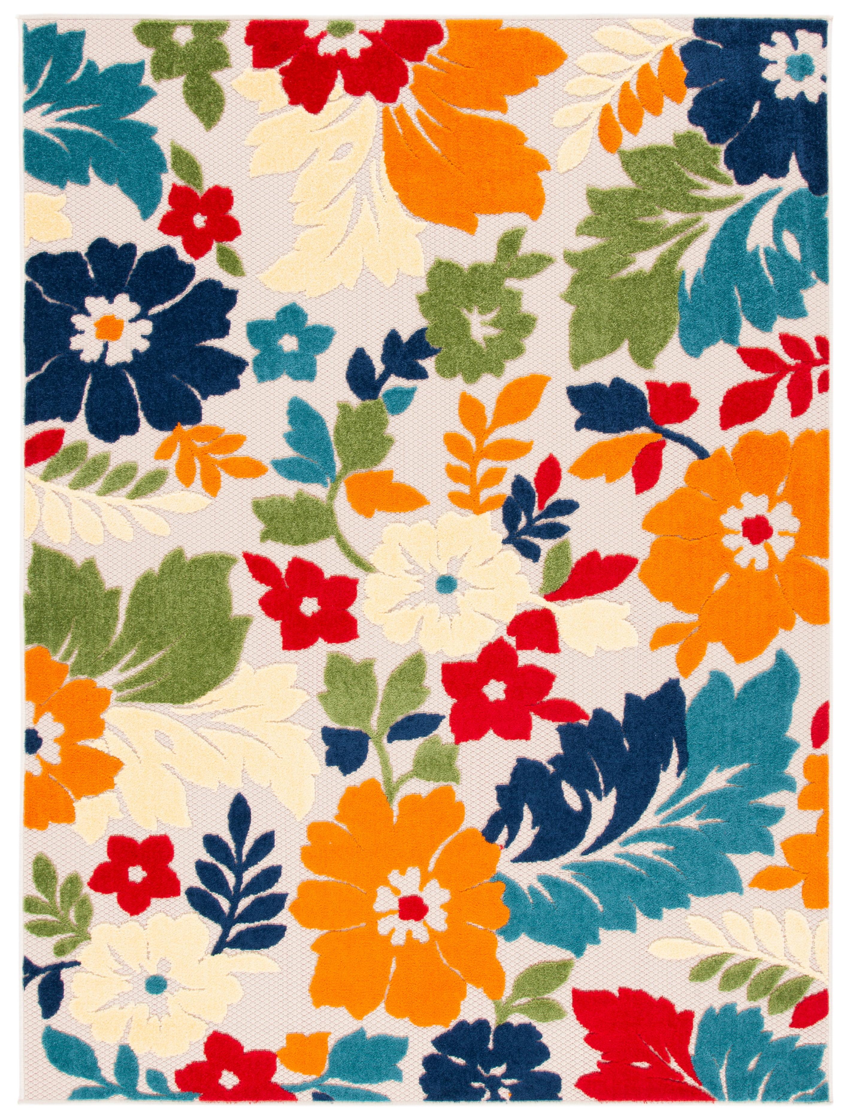 Cabana CBN308 Loomed Indoor Area Rug - Ivory/Orange - 4'5"x6'5" - Safavieh